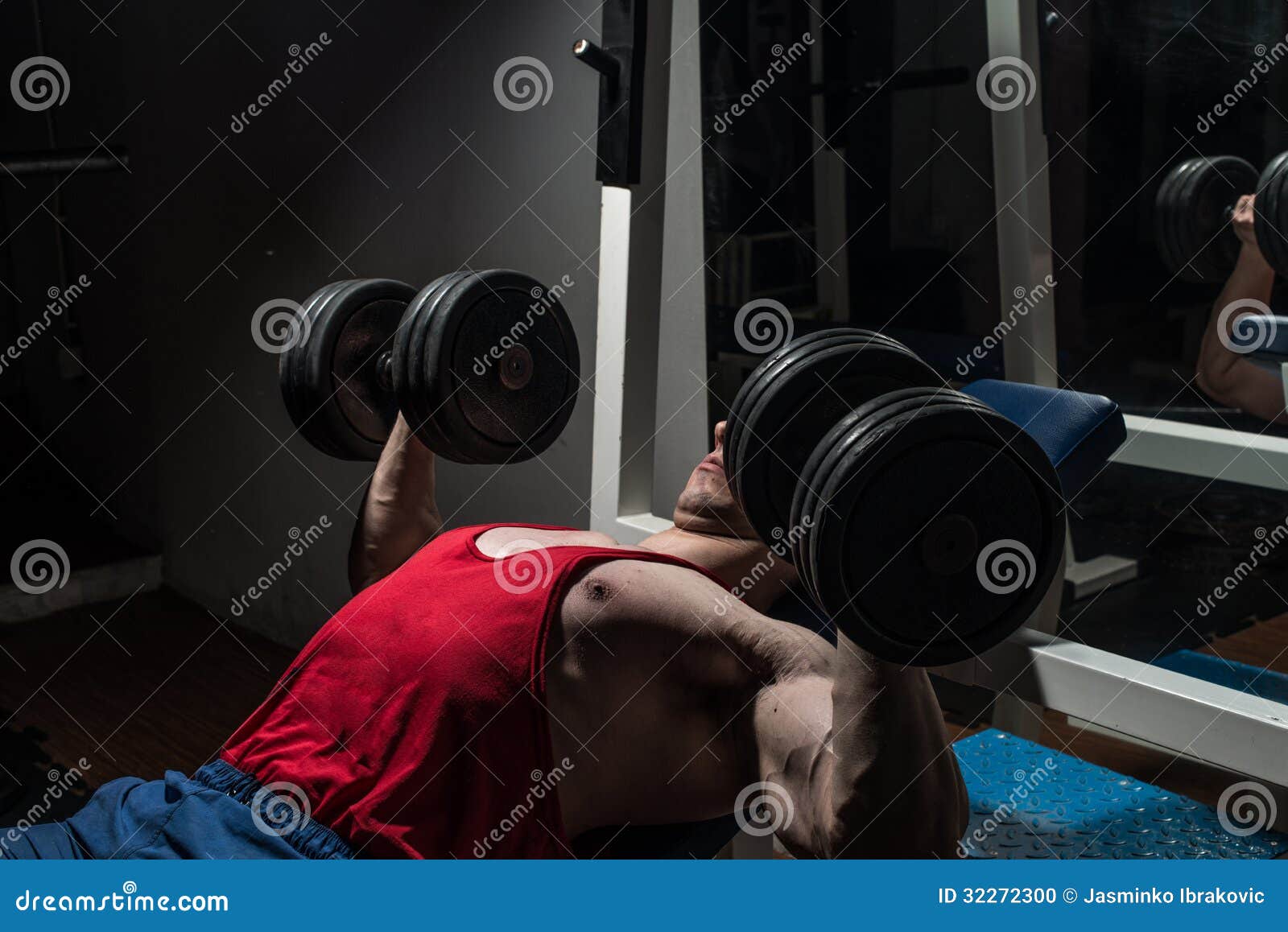 Bodybuilder Doing Bench Press for Chest Stock Photo Image of exercise
