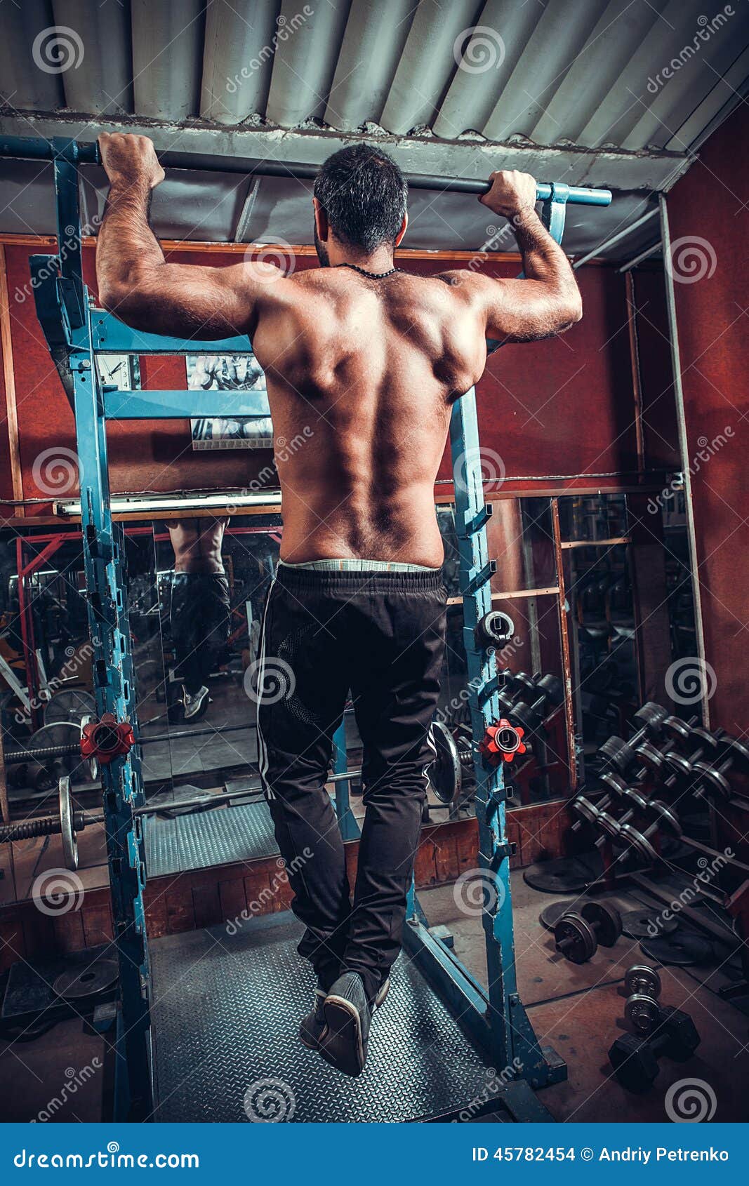 Bodybuilder Doing Heavy Weight Exercise for Back Stock Photo Image of