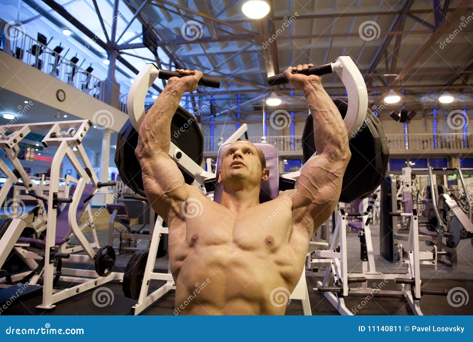 Bodybuilder Doing Weightlifting in Gym Stock Image Image of healthy