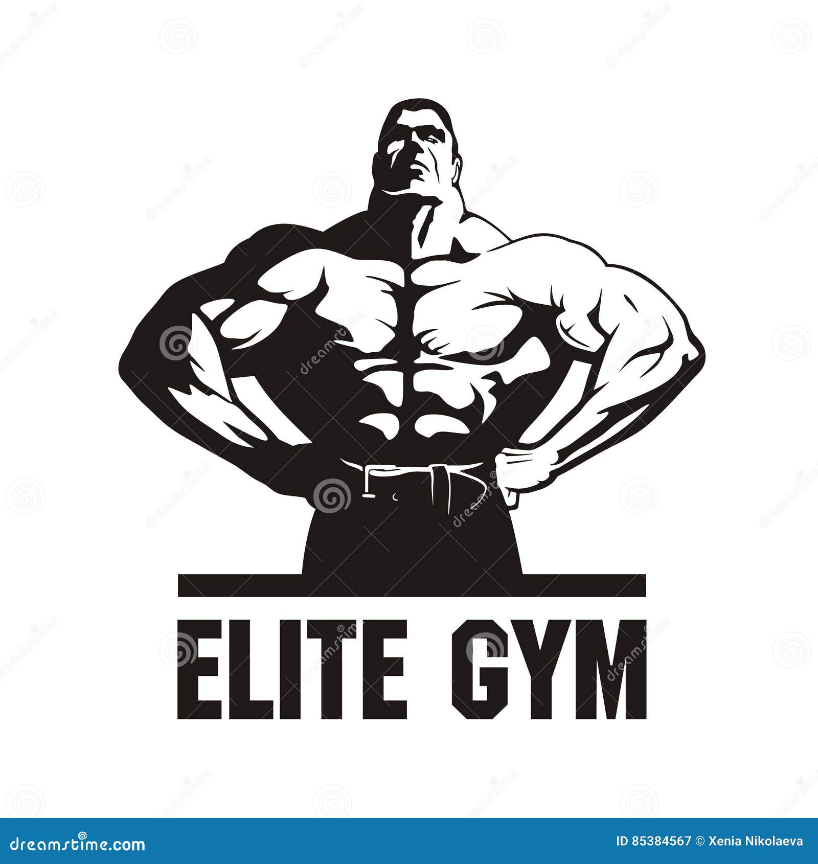 Bodybuilder Gym Logo Template Stock Vector Illustration Of