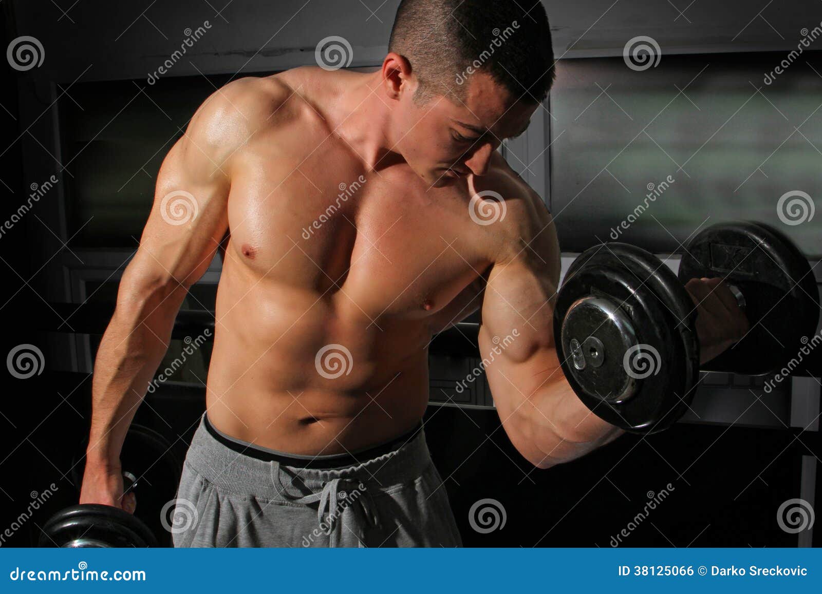 Bodybuilder Lifting Weights Stock Photo Image of sport, shoulder