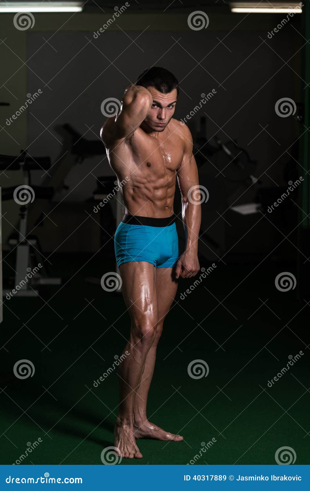 Bodybuilder Performing Front Abdominal Thigh Poses Stock Image Image