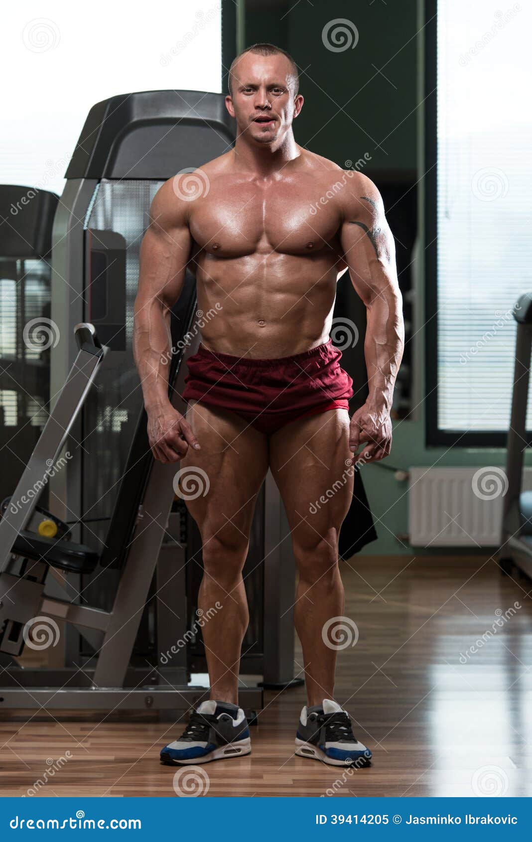 Bodybuilder Performing Front Relaxed Pose Stock Image Image of male