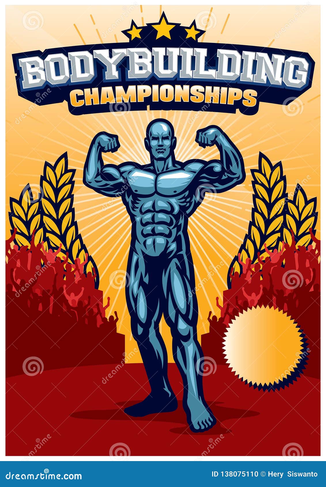 Bodybuilder poster stock vector. Illustration of fitness 138075110