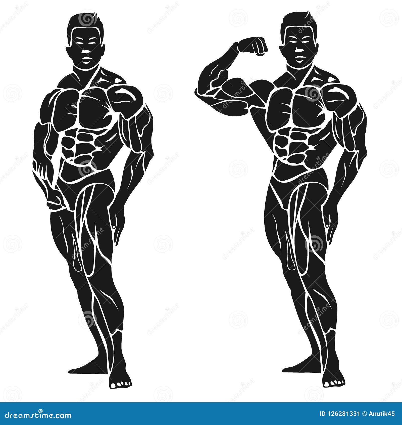 Bodybuilder Showing His Biceps, Fitness Concept, Vector Illustration ...