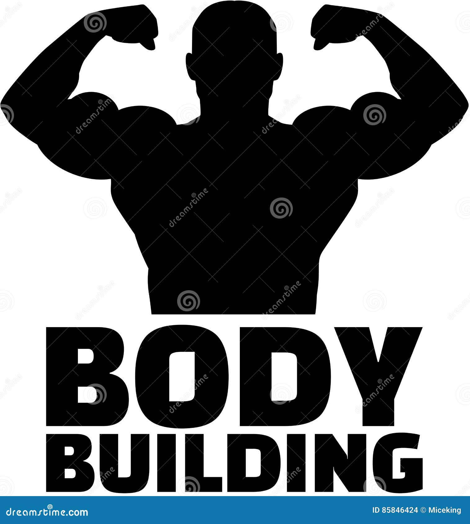 Bodybuilder Silhouette with Word Bodybuilding Stock Vector