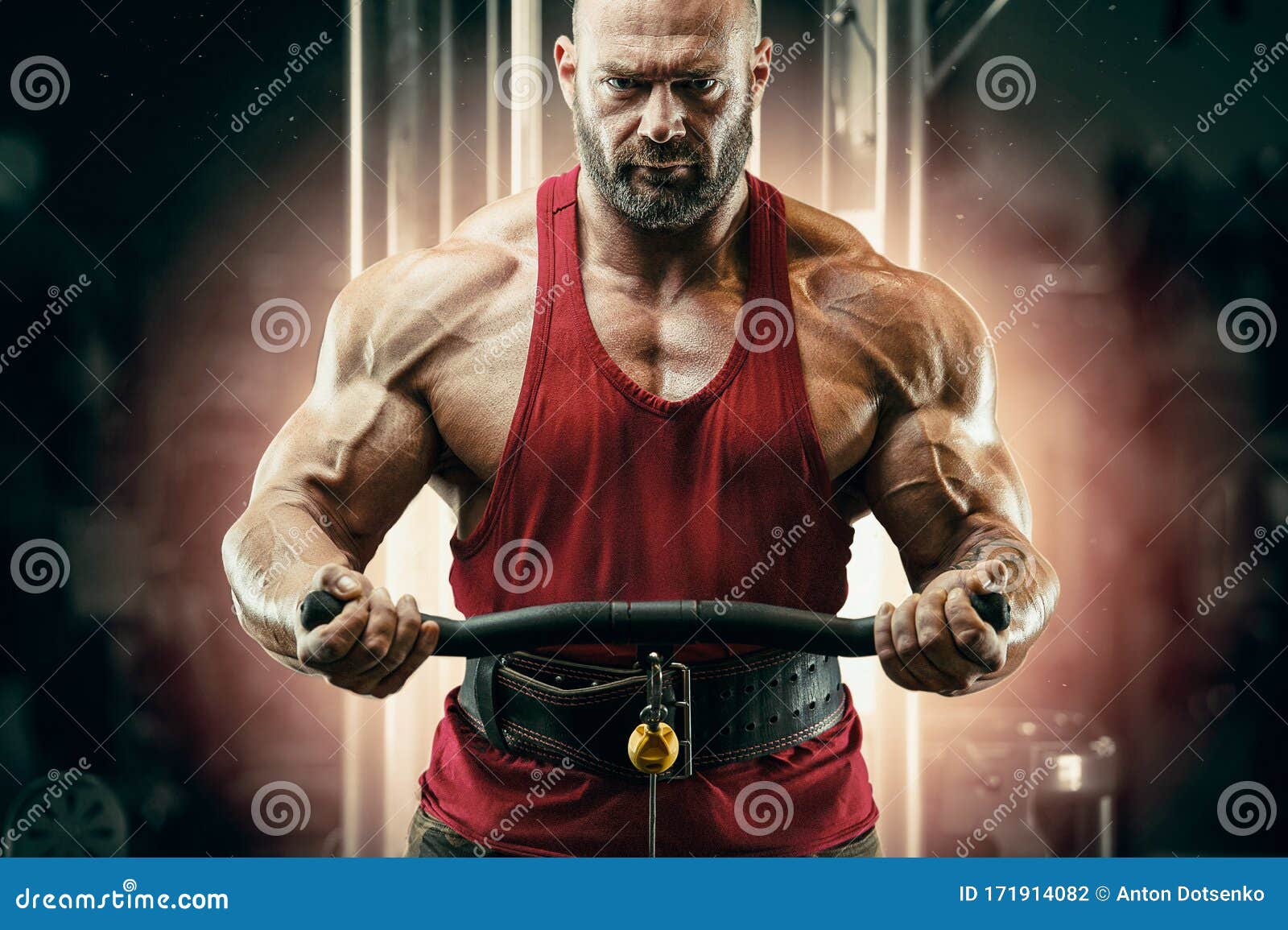 Healthy Hot Male Showing Muscles With Fire Stock Image 