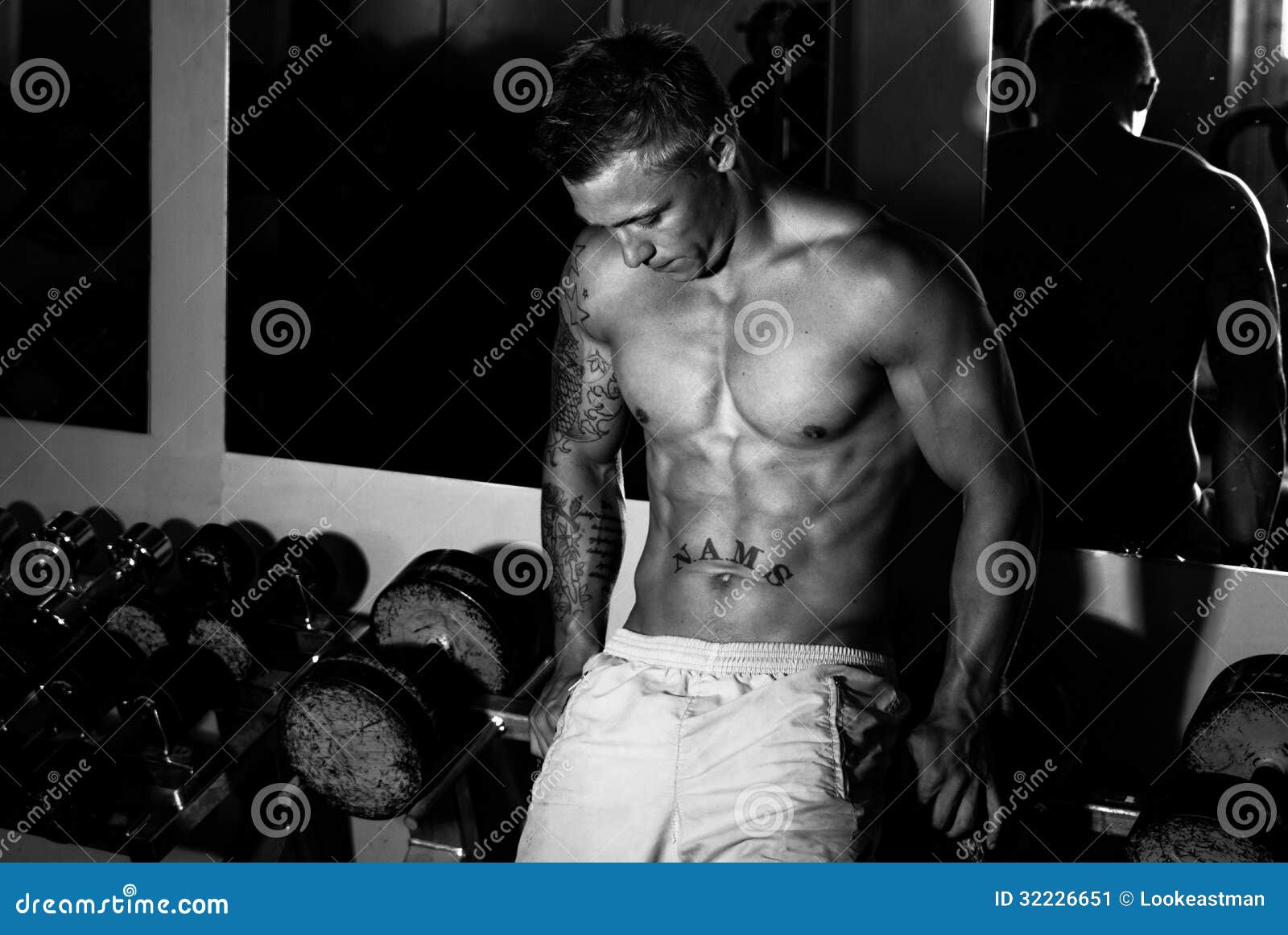 Bodybuilder after Training in the Gym Stock Image Image of hands