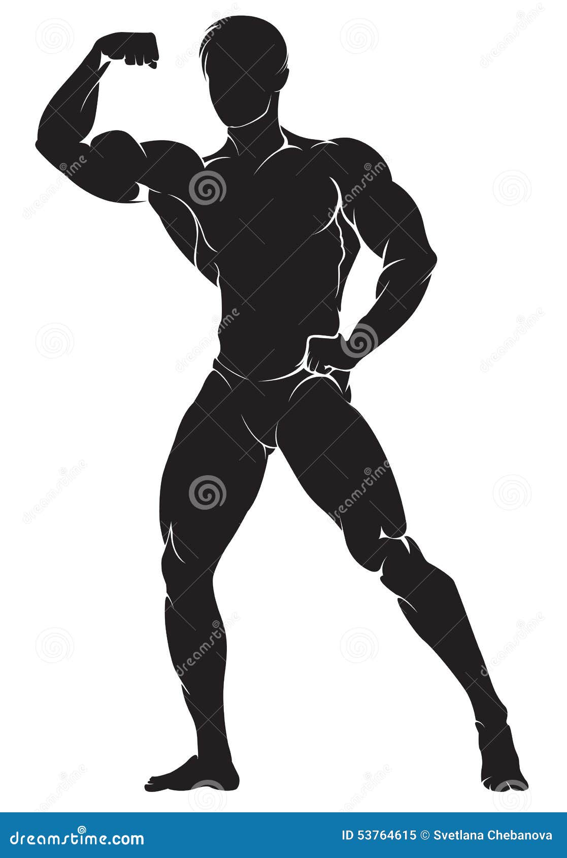 Bodybuilder stock vector. Illustration of building, muscular - 53764615