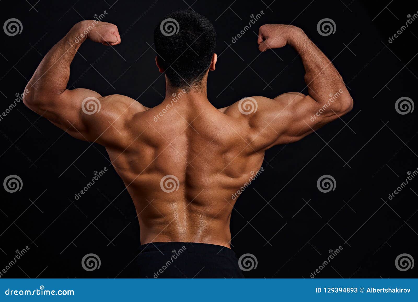 Bodybuilders Training Program. Back View Photo Stock Image - Image of