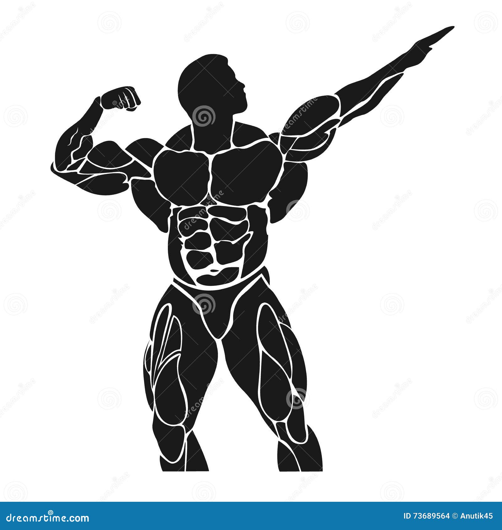One Single Line Drawing Young Energetic Model Man Bodybuilder Pose Stock  Vector by ©SimpleLine 424079066