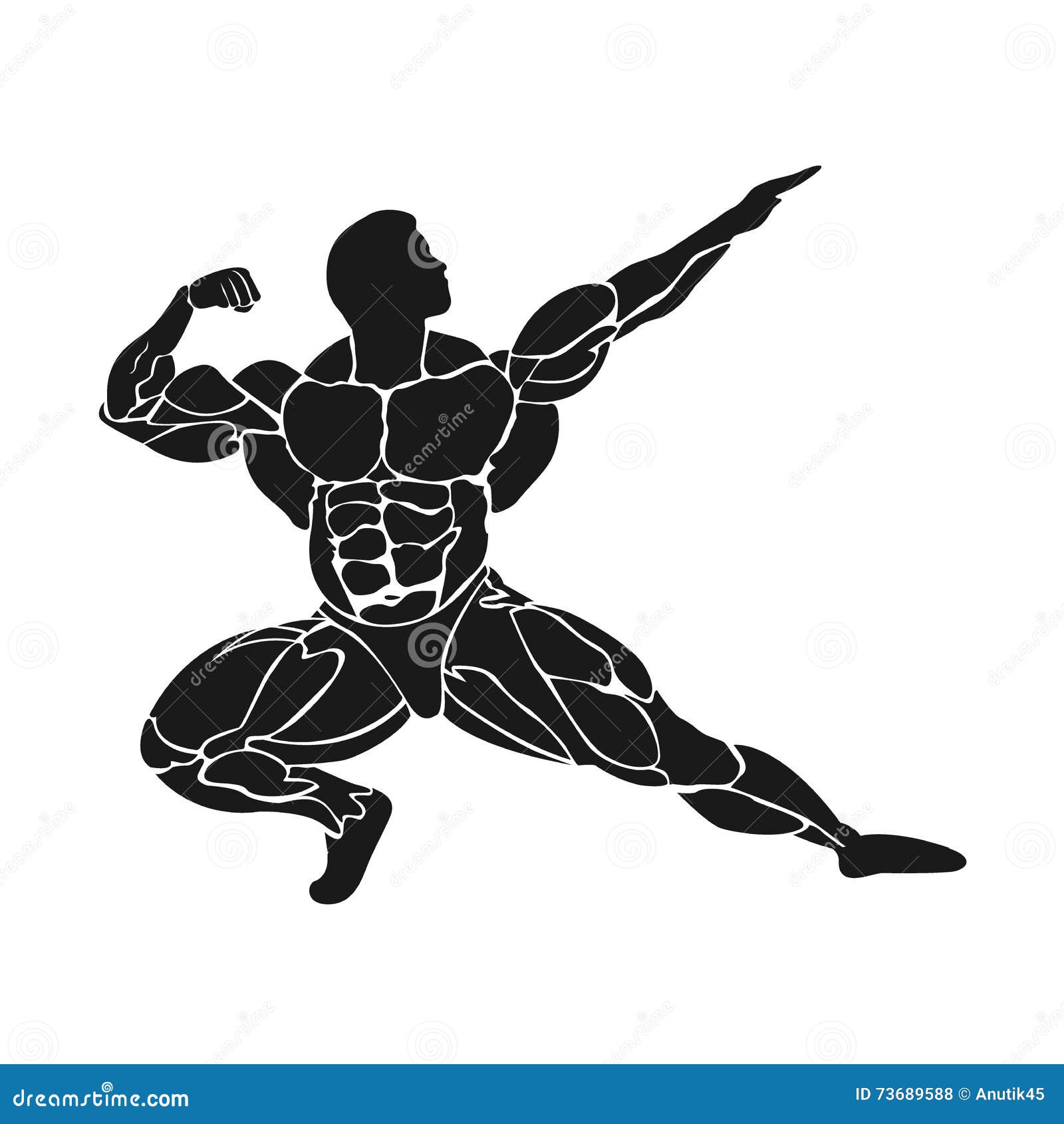 Bodybuilding Concept, Muscles, Biceps Pose, Vector Illustration Stock ...