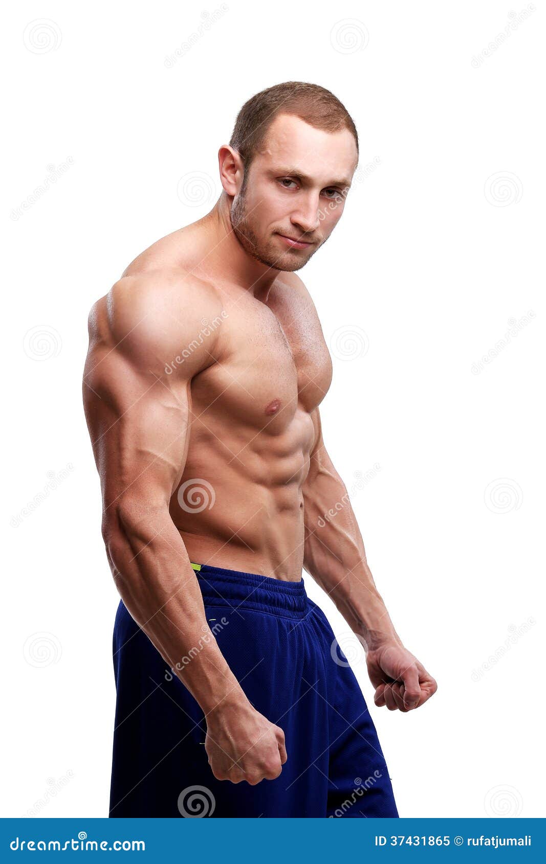 Bodybuilding. Homme Et Son Corps Puissant Image stock - Image du pantalon,  lumière: 37435013