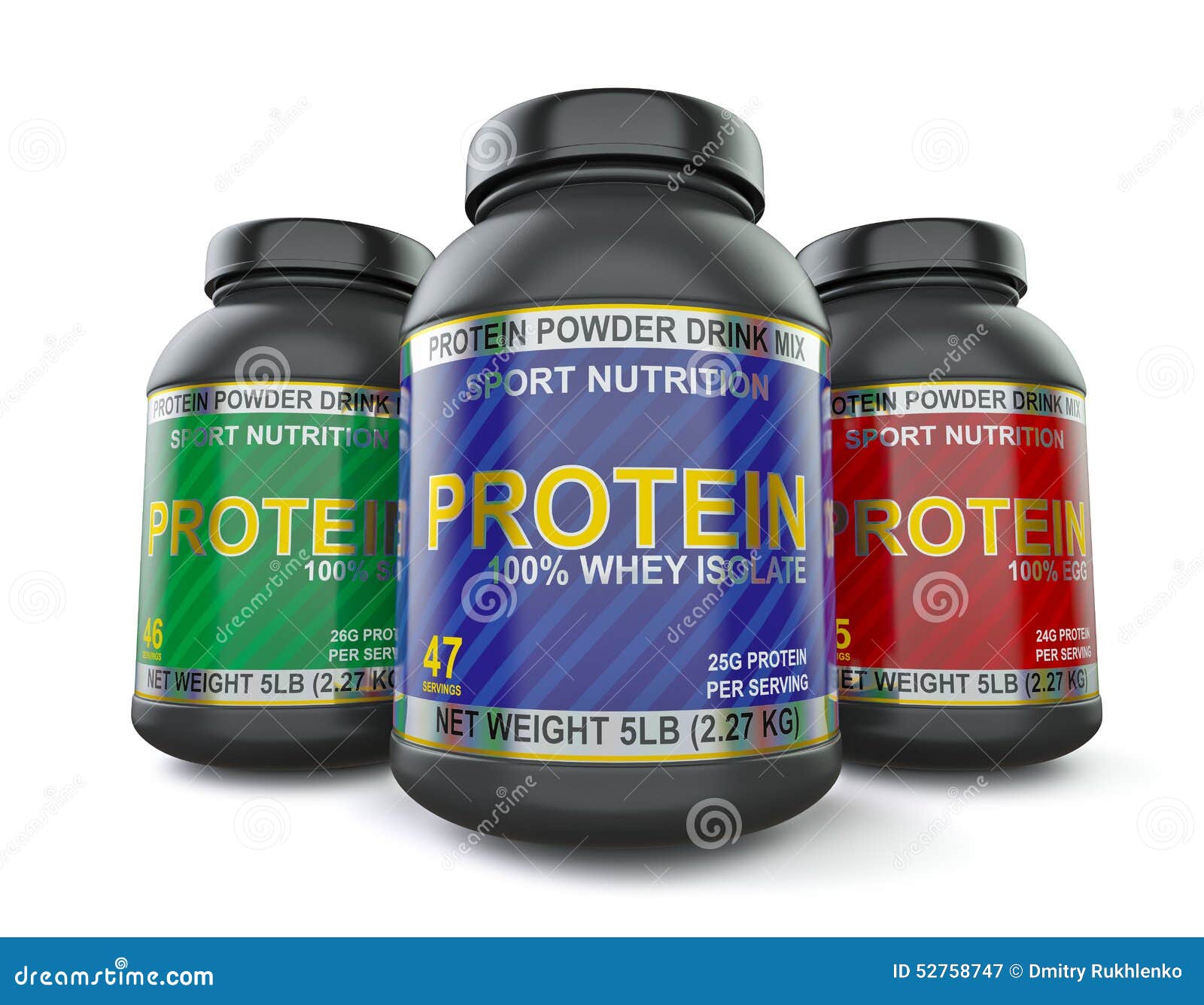 Bodybuilding Protein Supplements Isolated On White Stock ...