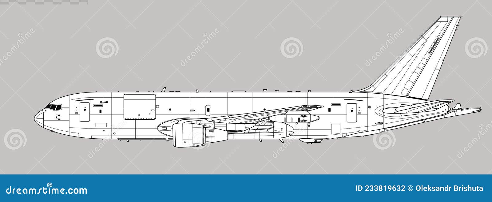 boeing kc-46 pegasus.  drawing of aerial refueling tanker and transport aircraft.