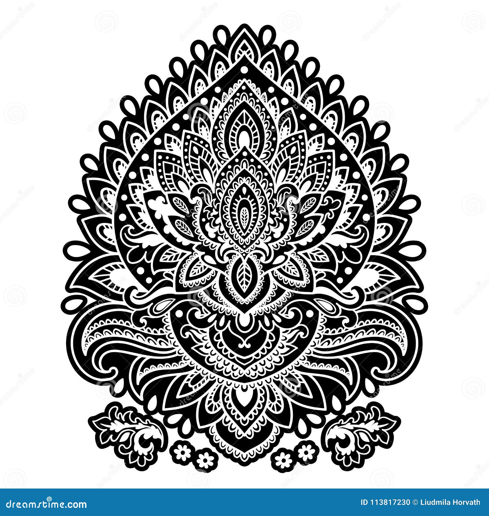 Bohemian Indian Mandala Print Vintage Henna Tattoo Style Stock Vector Illustration Of Doodle