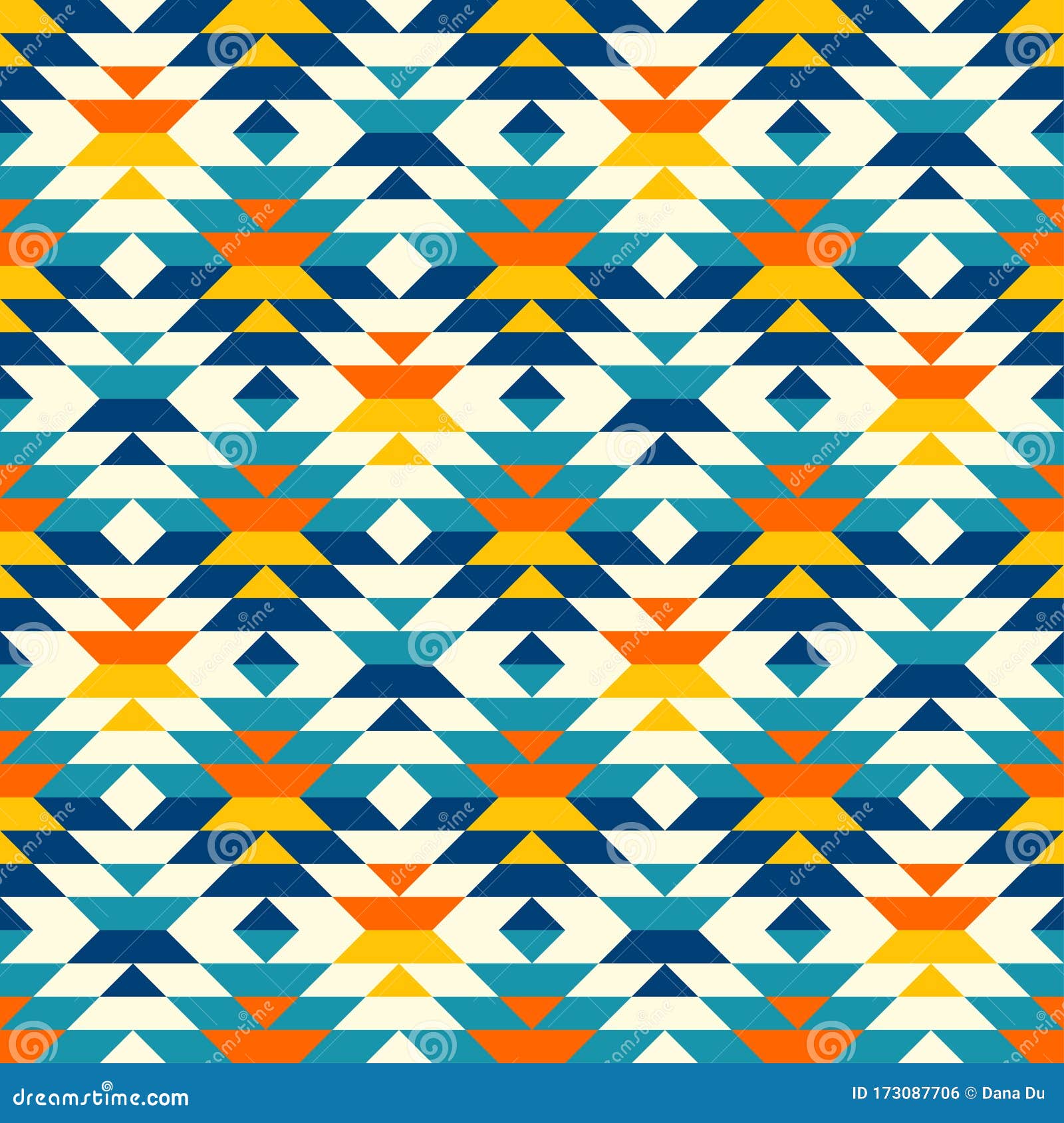 bohemian large aztec diamonds blue pattern