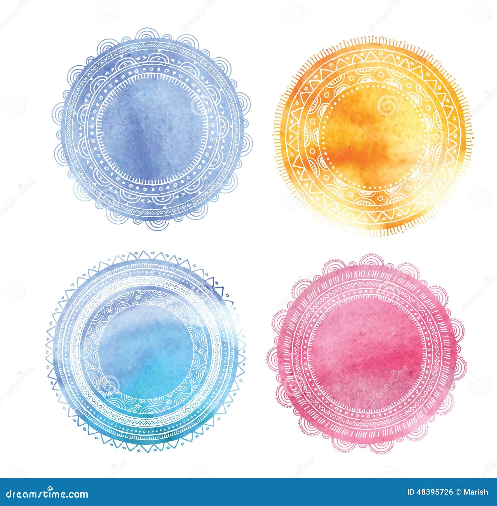 bohemian mandala and yoga background with round