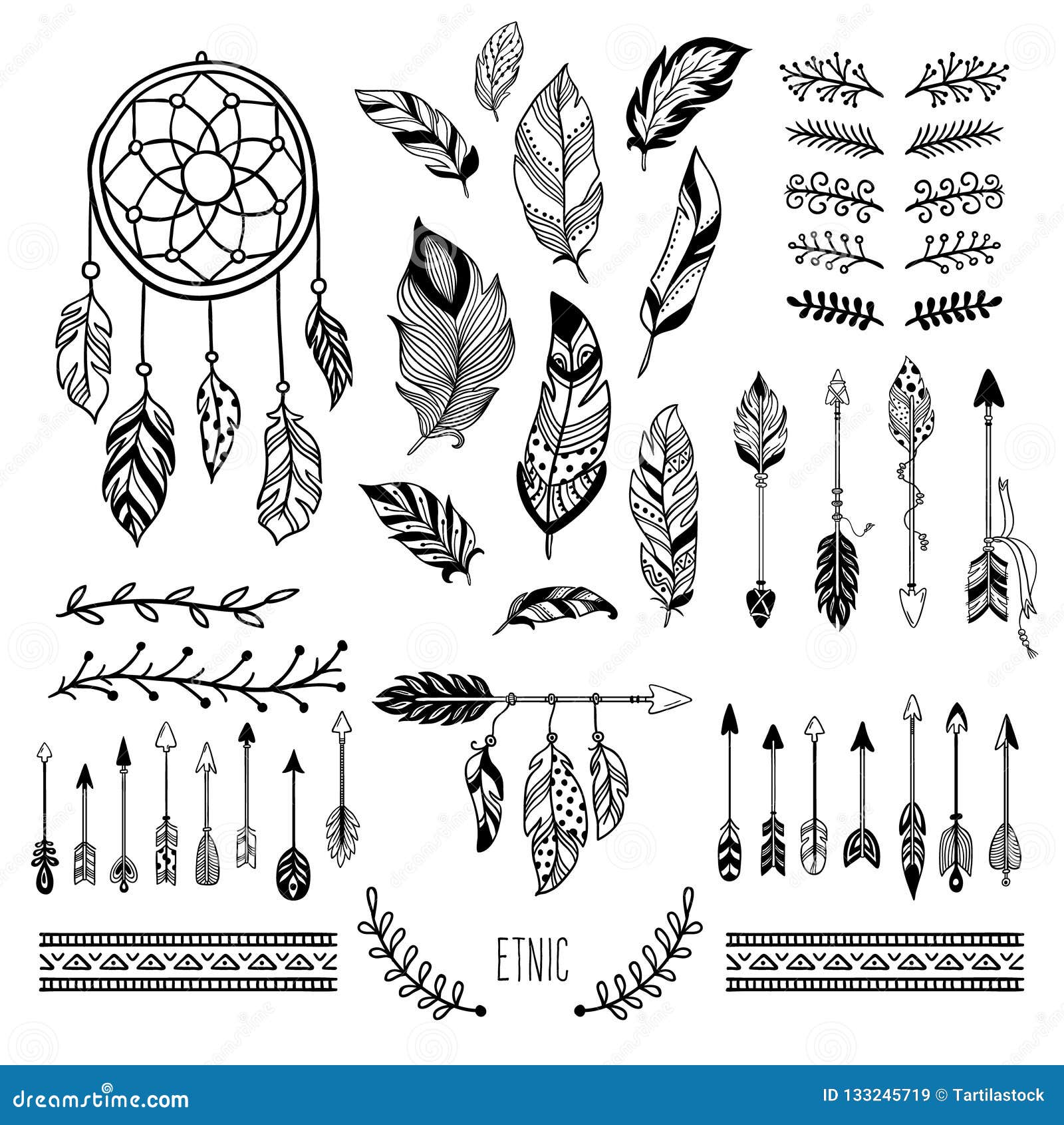 Tribal frames. American indian ethnic frame, bohemian aztec tattoo or  tribals fashion border isolated vector illustration Stock Vector