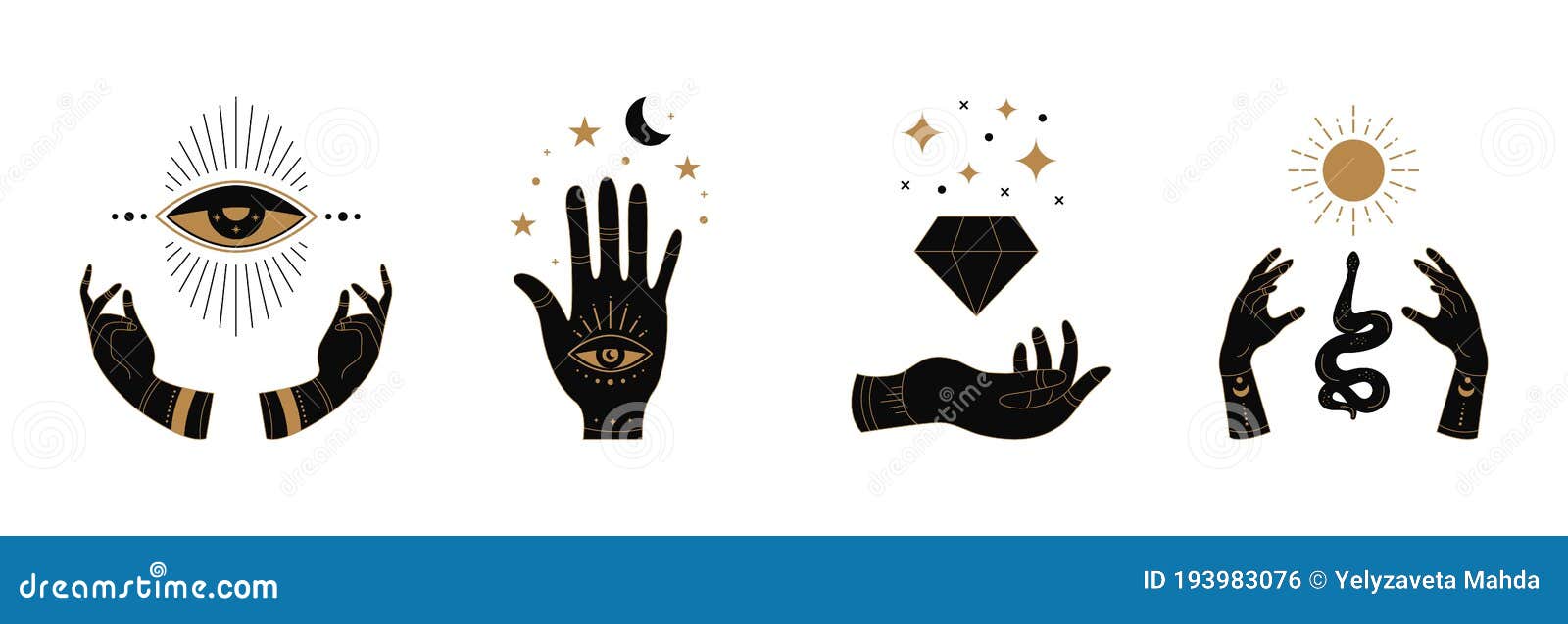 Boho Doodle Mãos Místicas. ícones Esotéricos Desenhados à Mão, Logotipo  Feminino Simples, Com Cobra Solar Lua. Ilustração Vetorial Ilustração do  Vetor - Ilustração de toque, rabisco: 193983076