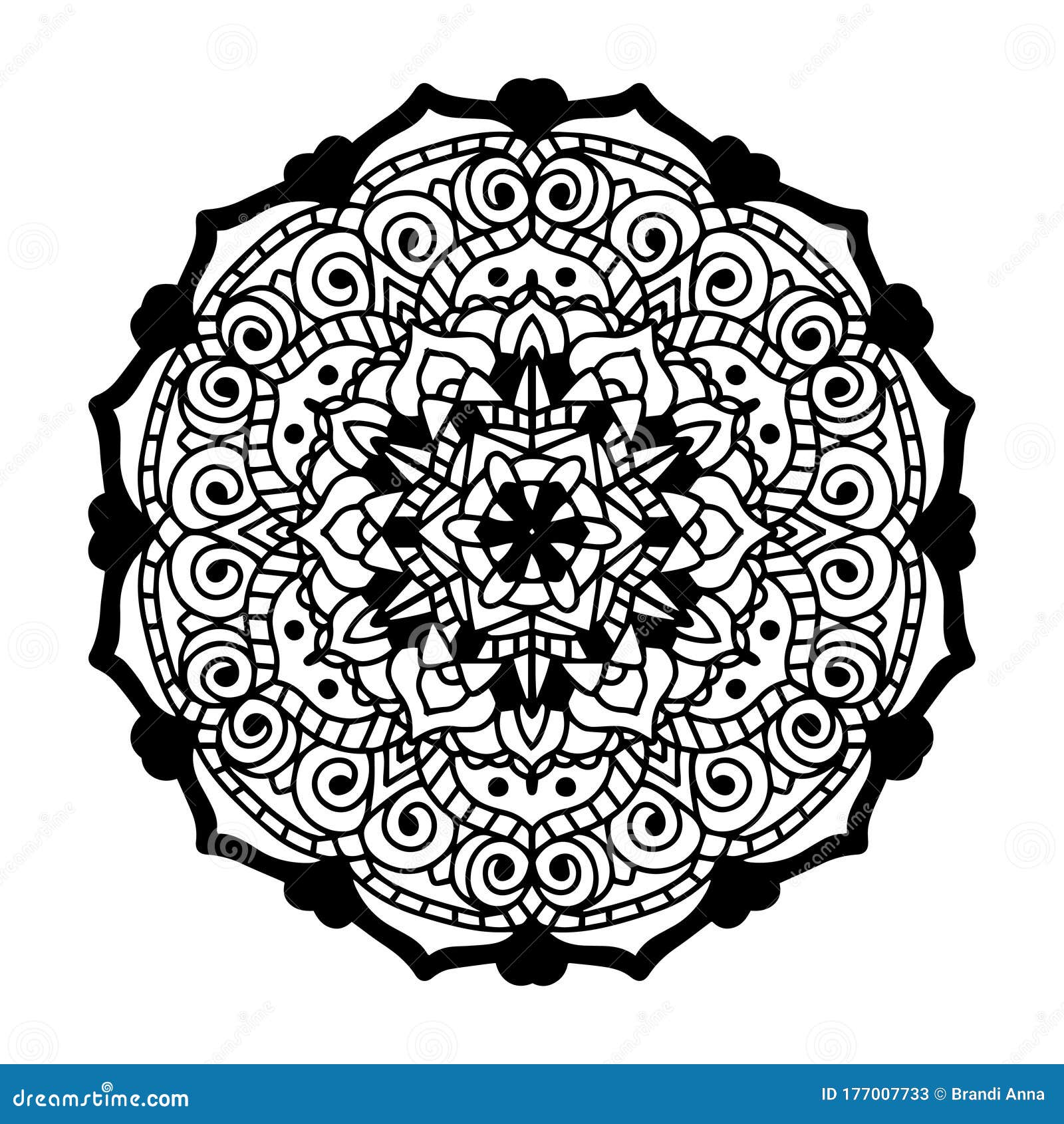 Boho Floral Mandala Black Line Art. Yoga Template Circular Pattern Stock  Illustration - Illustration of bohemian, tattoo: 177007733