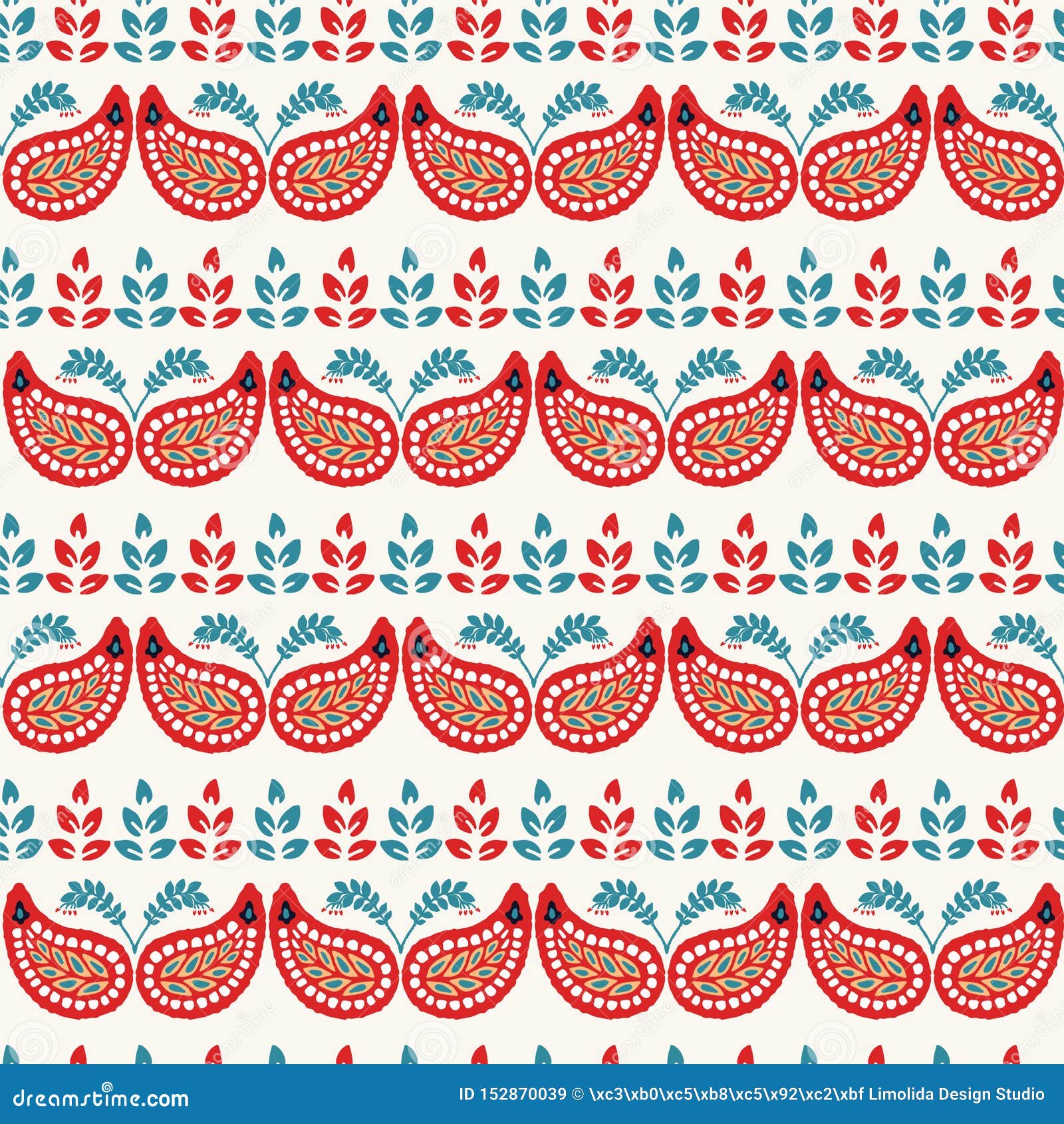 Boho Flower Paisley All Over Print. Seamless Vector Repeating