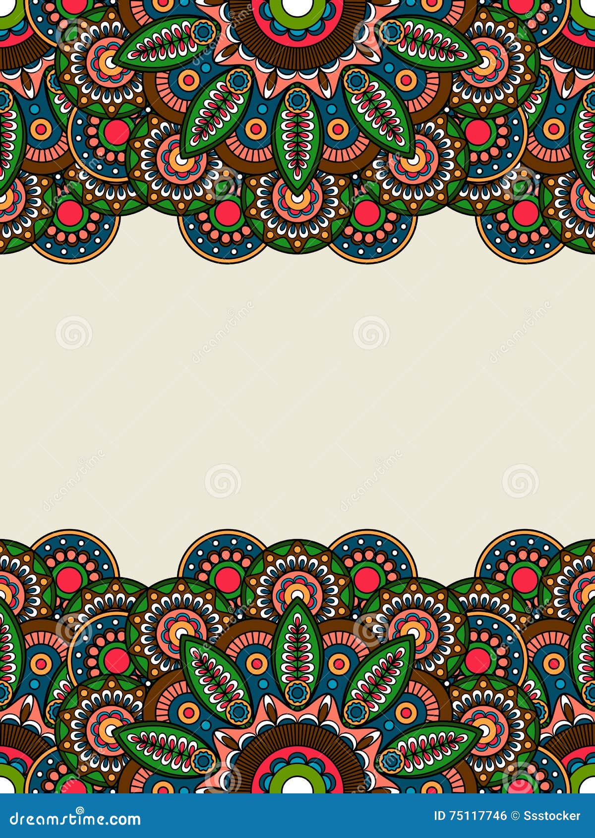 Boho Hippie Colored Floral Borders Stock Vector Illustration of card, abstract 75117746
