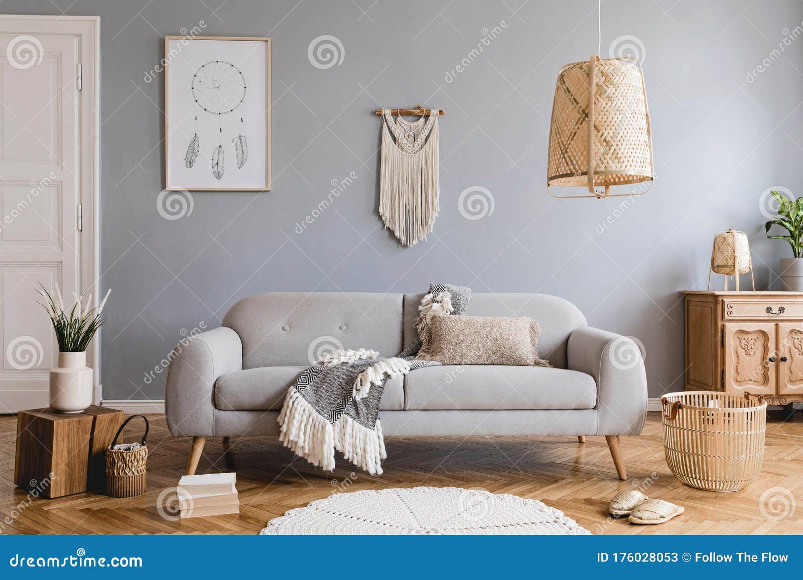 Grey grey boho decor for a calming, neutral bohemian space