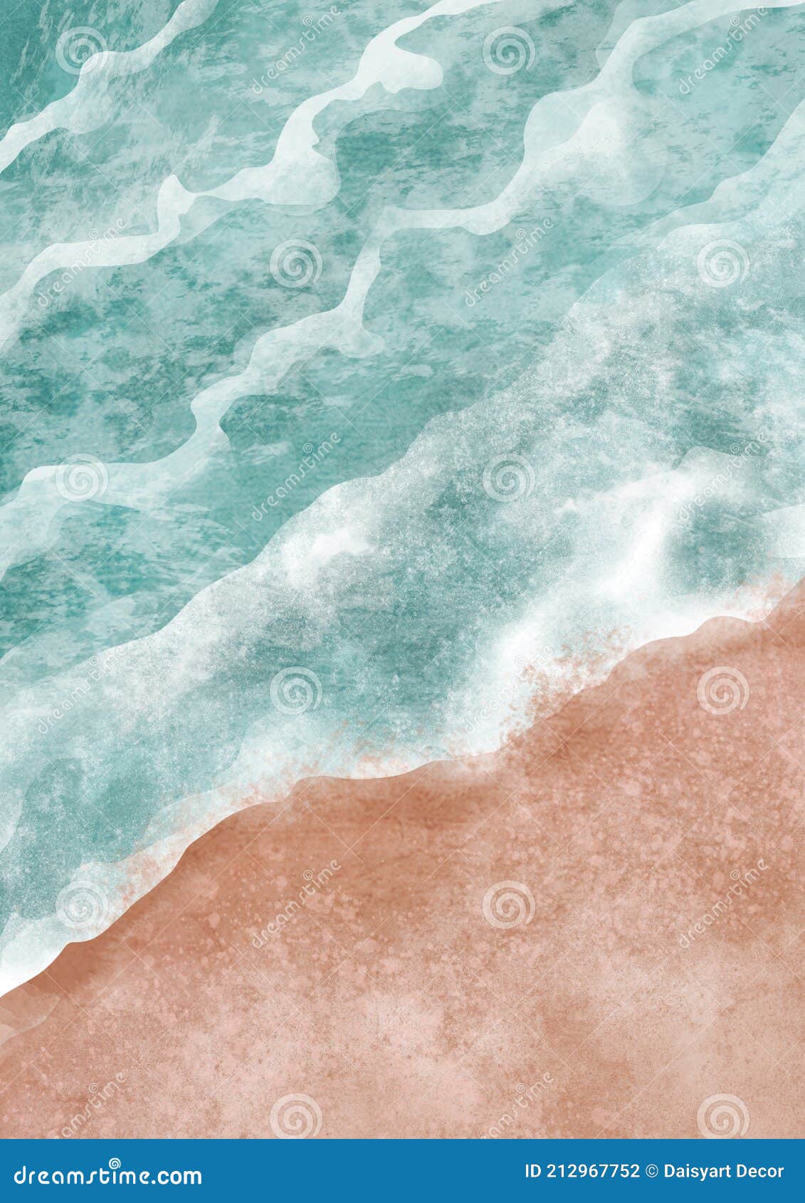 Boho Sea Beach with Waves Print. Abstract Background. Bohemian ...