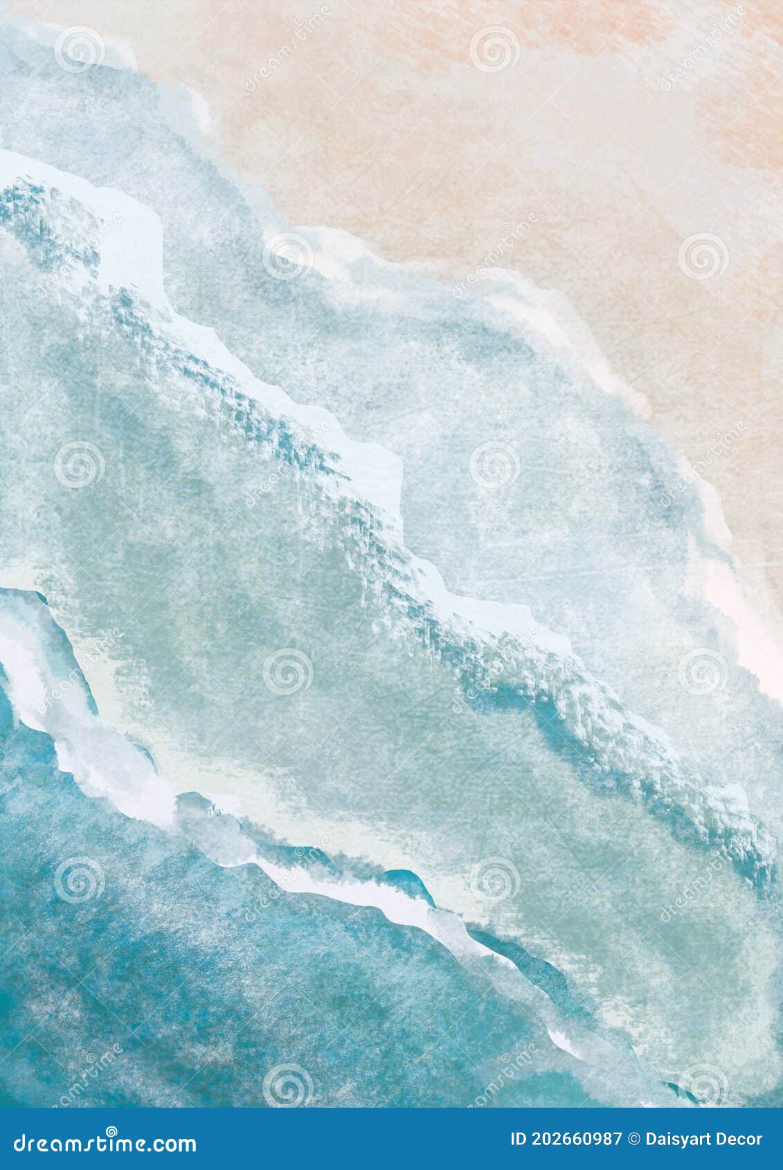 Boho Sea Beach with Waves Print. Abstract Background. Bohemian ...