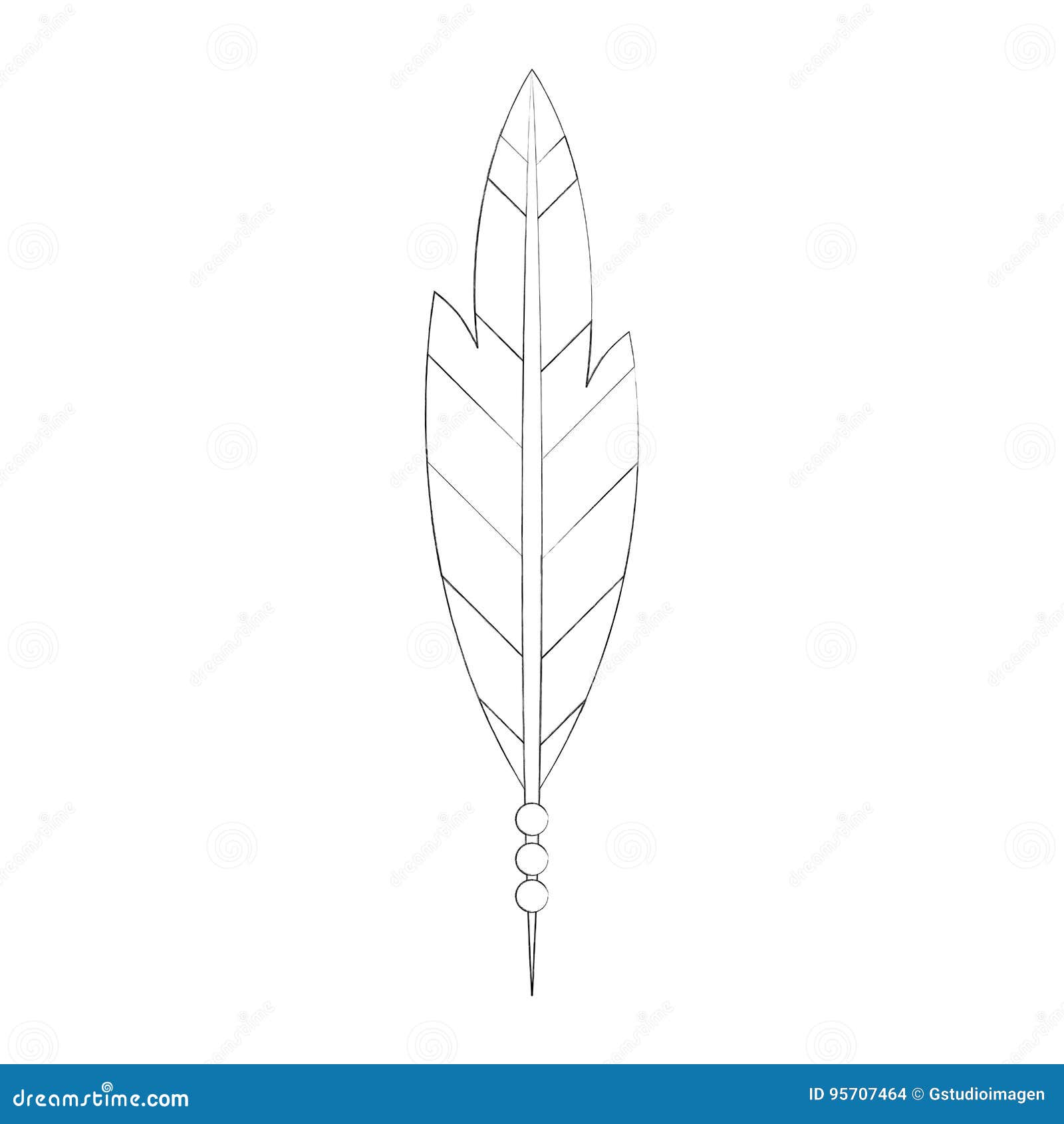 Boho Style Decorative Feather Stock Vector Illustration of beautiful