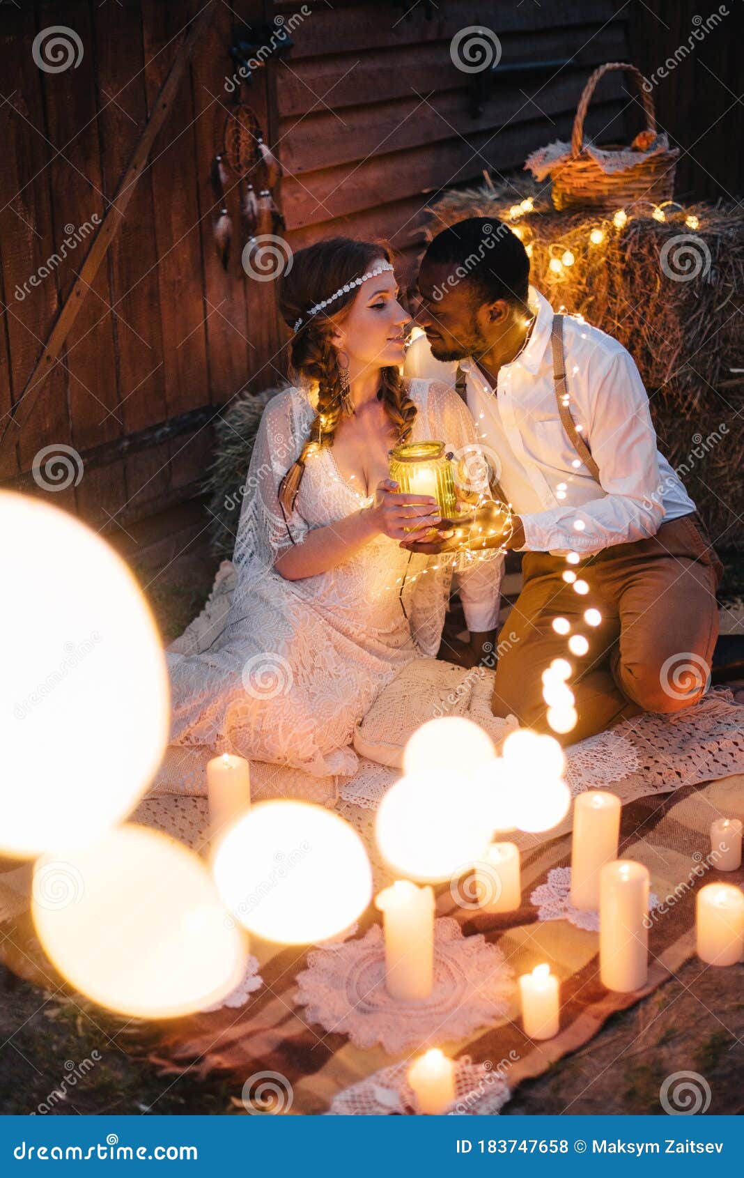 Newlyweds in boho style. stock photo. Image of ethnic - 183747658