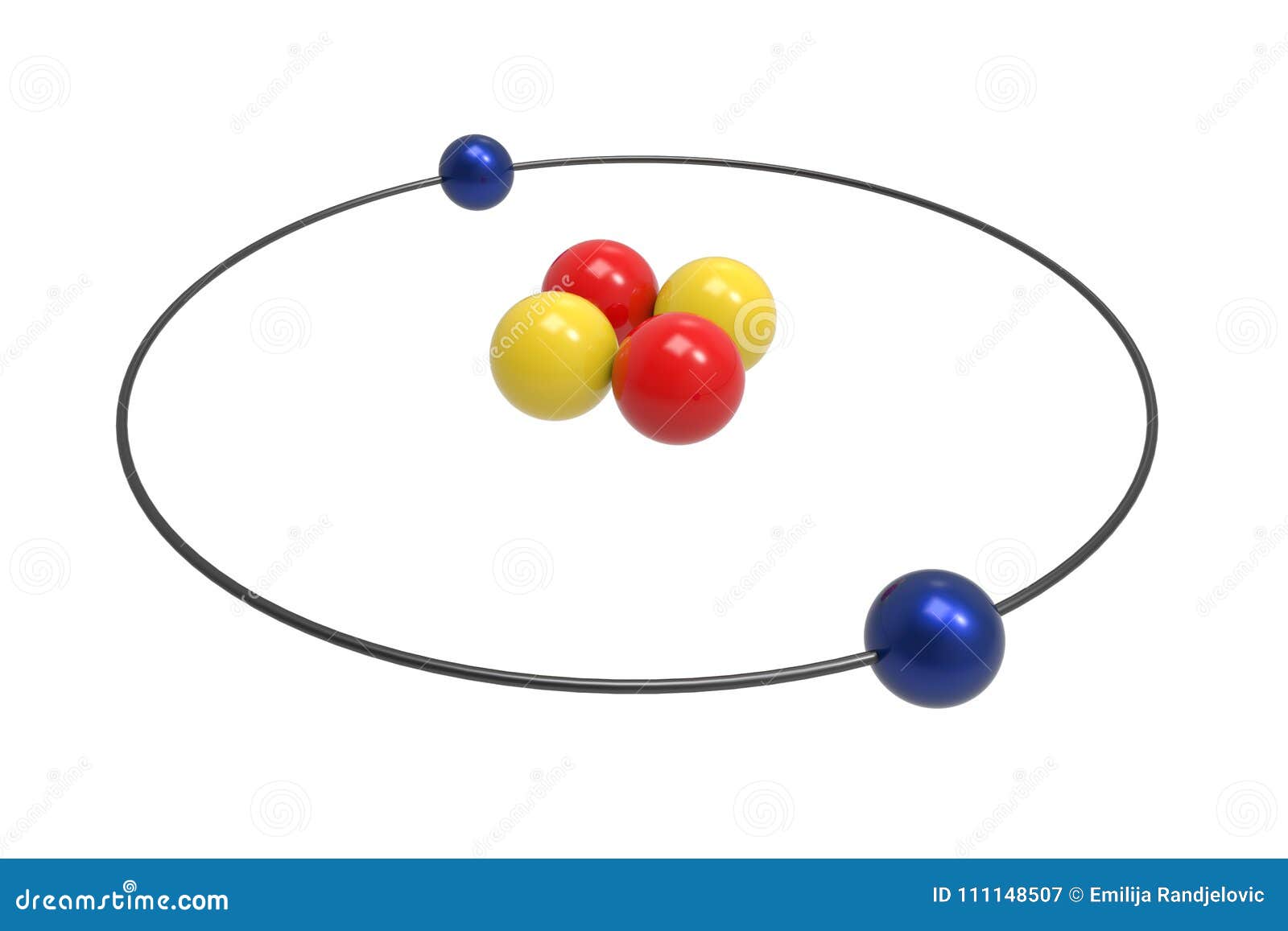 Bohr Model of Helium Atom with Proton, Neutron and Electron Stock  Illustration - Illustration of compound, ball: 111148507