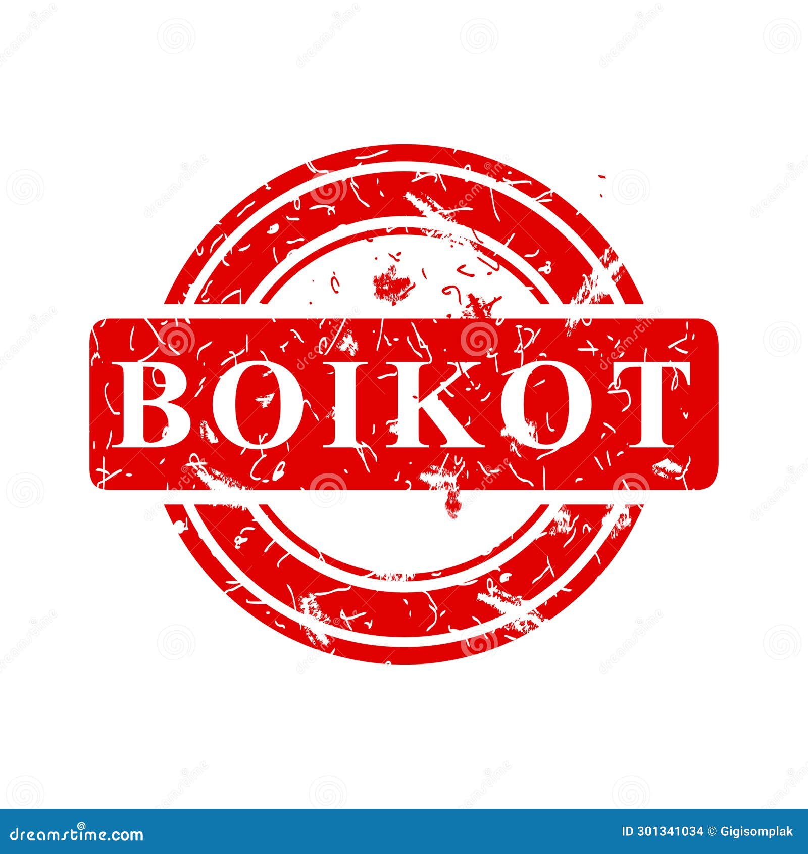boikot, boycott in indonesia languange, simple  circle rust dirty red simple  rubber stamp effect