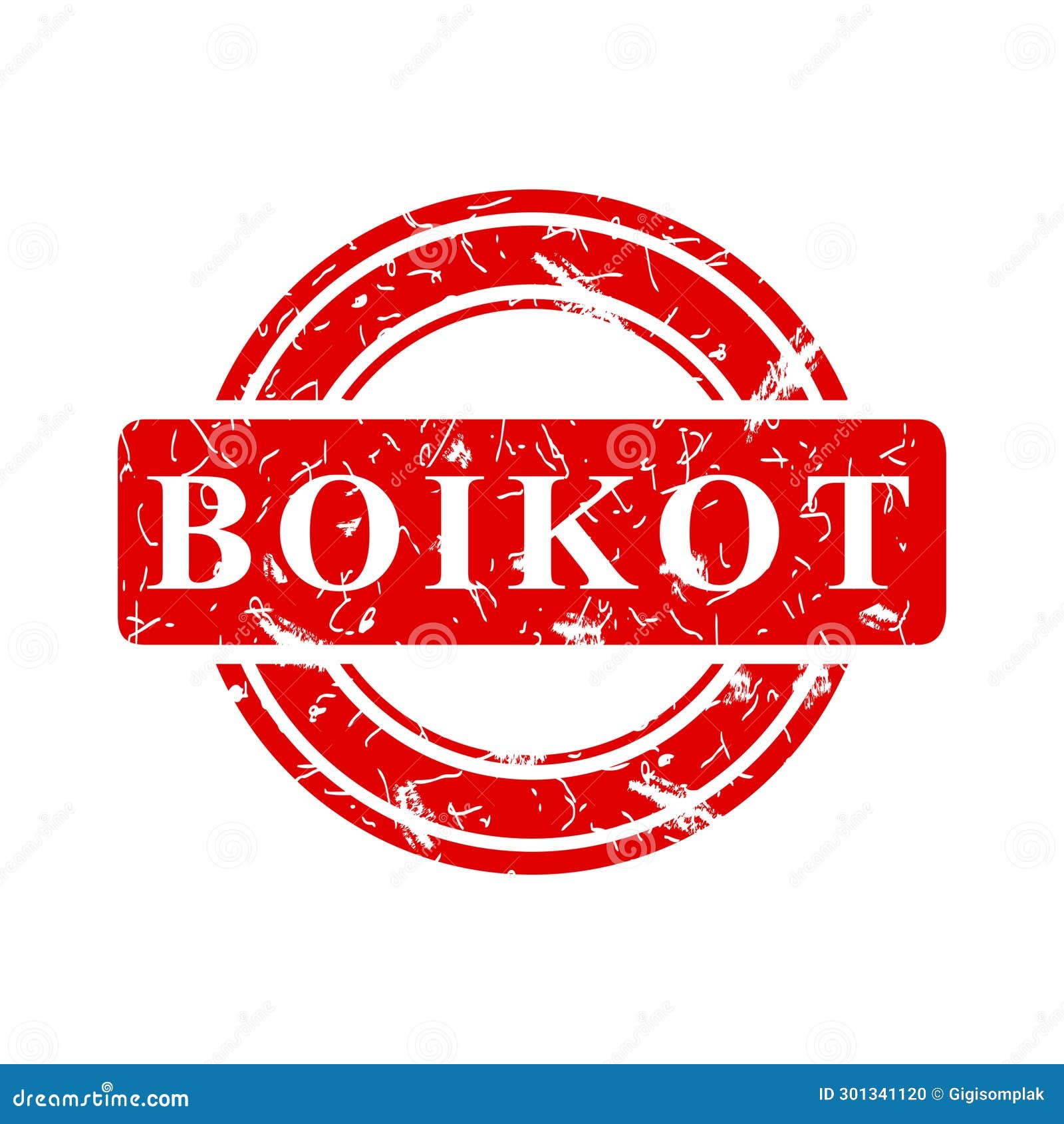 boikot, boycott in indonesia languange, simple  circle rust dirty red simple  rubber stamp effect