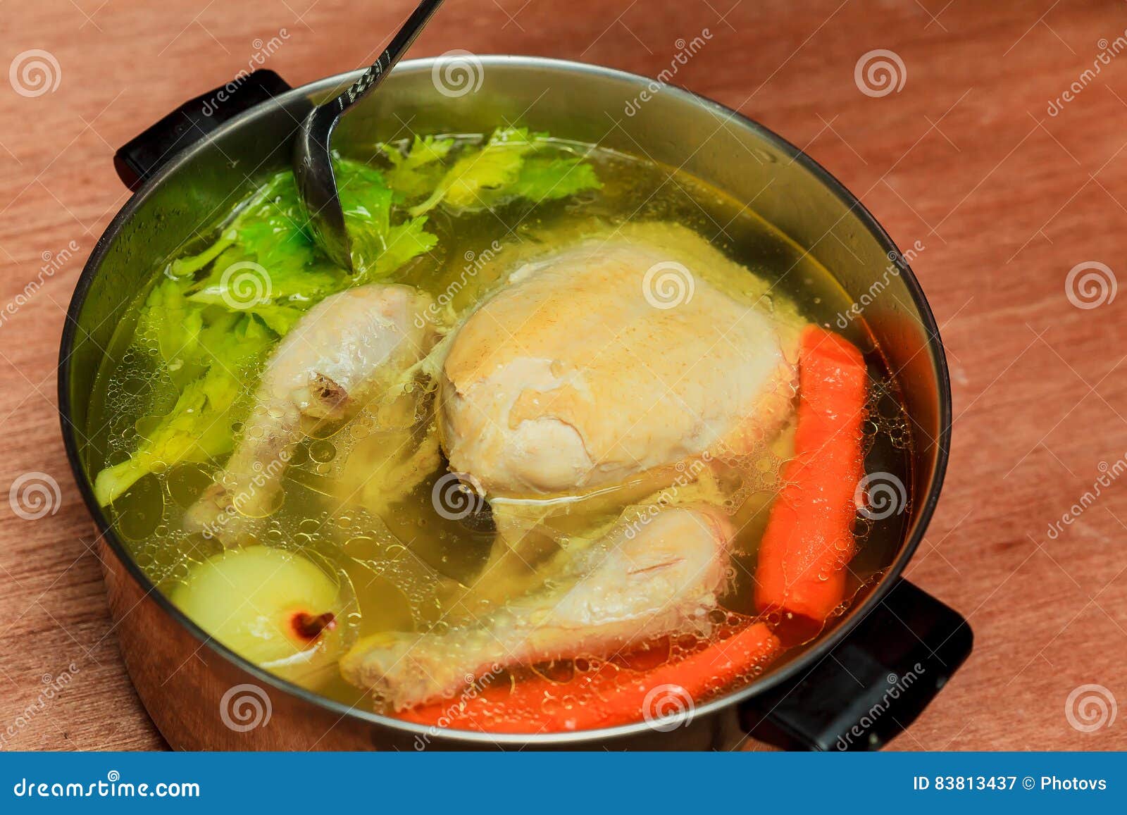 boil chicken in the pot