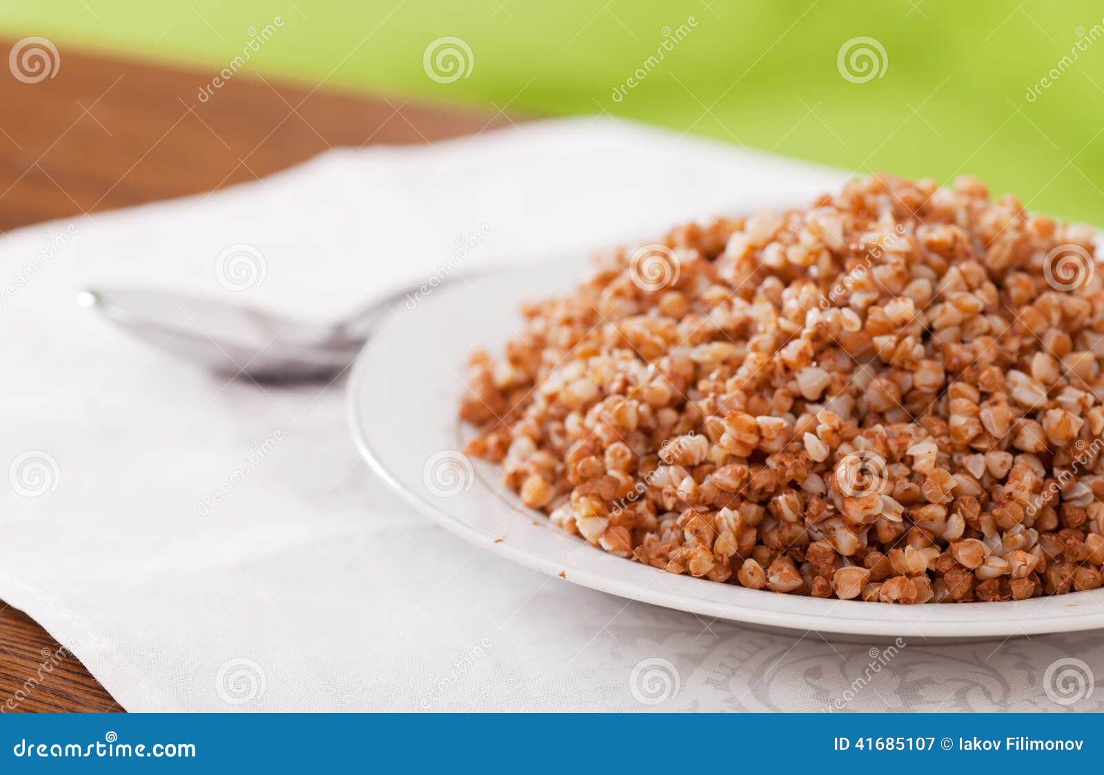 Boiled buckwheat cereal stock image. Image of kasha, spoon 41685107