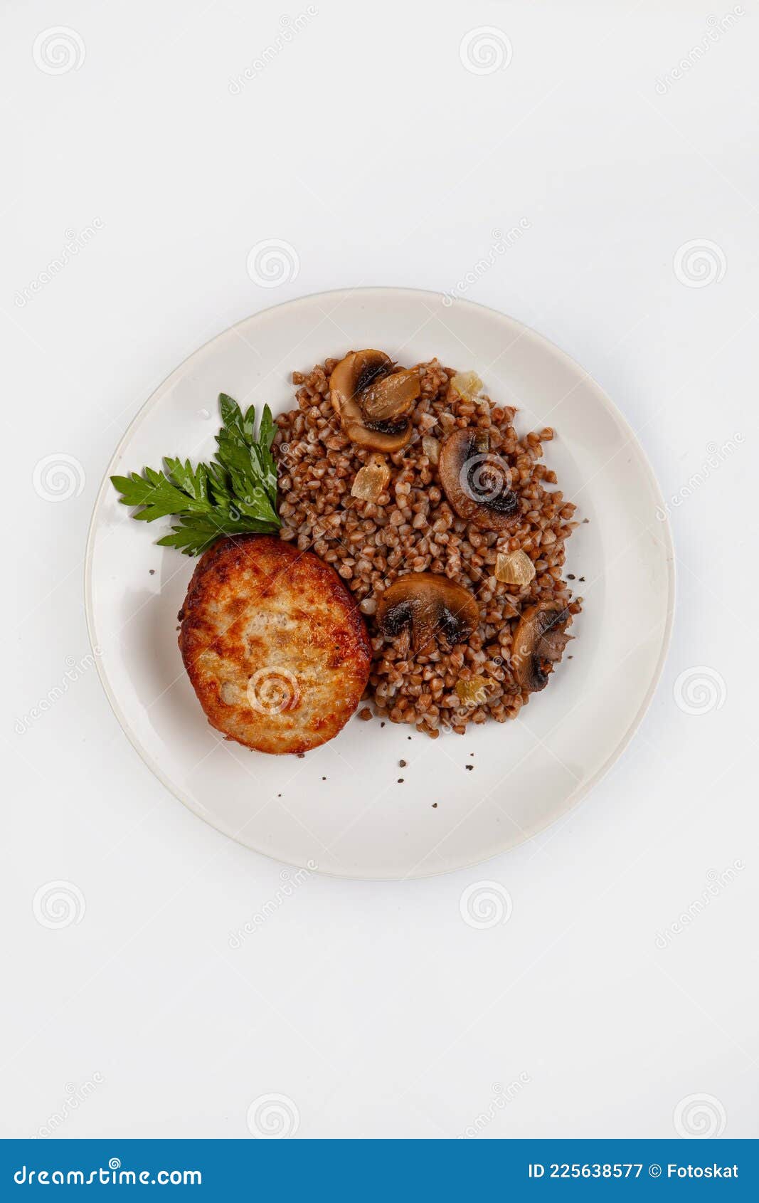 Boiled Buckwheat, Mushrooms and Greenery Stock Image Image of gourmet