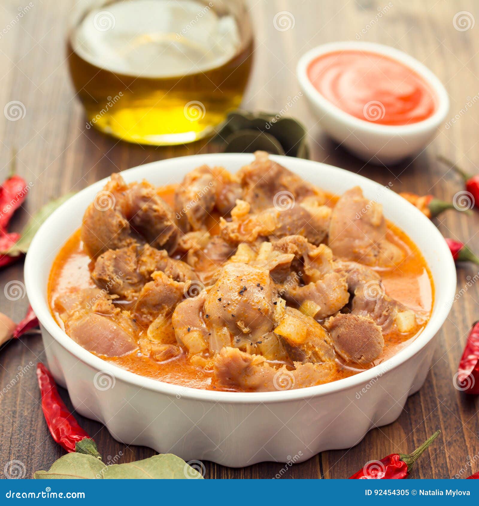 Boiled Chicken Gizzards with Vegetables on Bowl Stock Image Image of