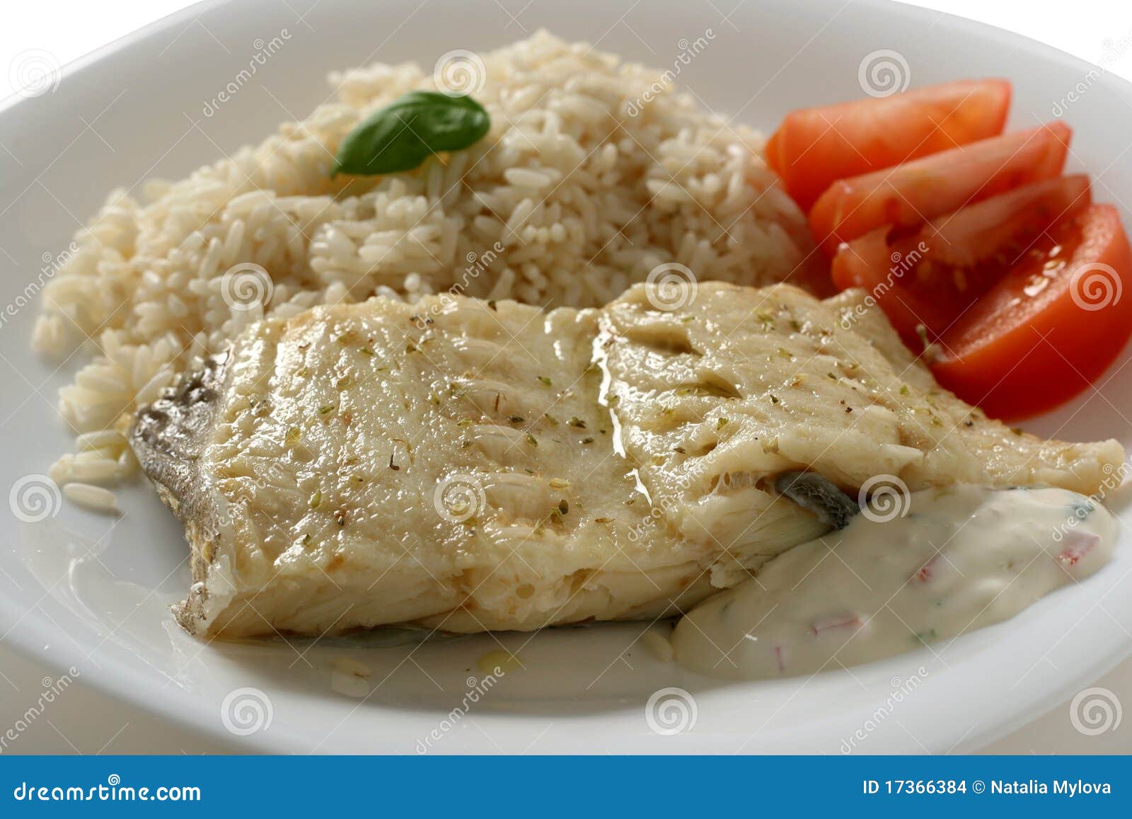 Boiled codfish with rice stock photo. Image of meal, lunch - 17366384