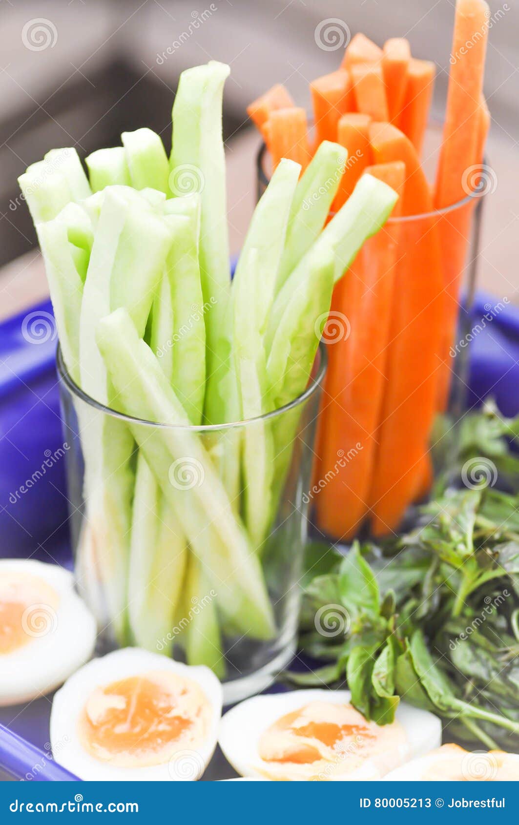 Boiled Egg, Carrot, ,balsam Pear and Basil Stock Image Image of herb