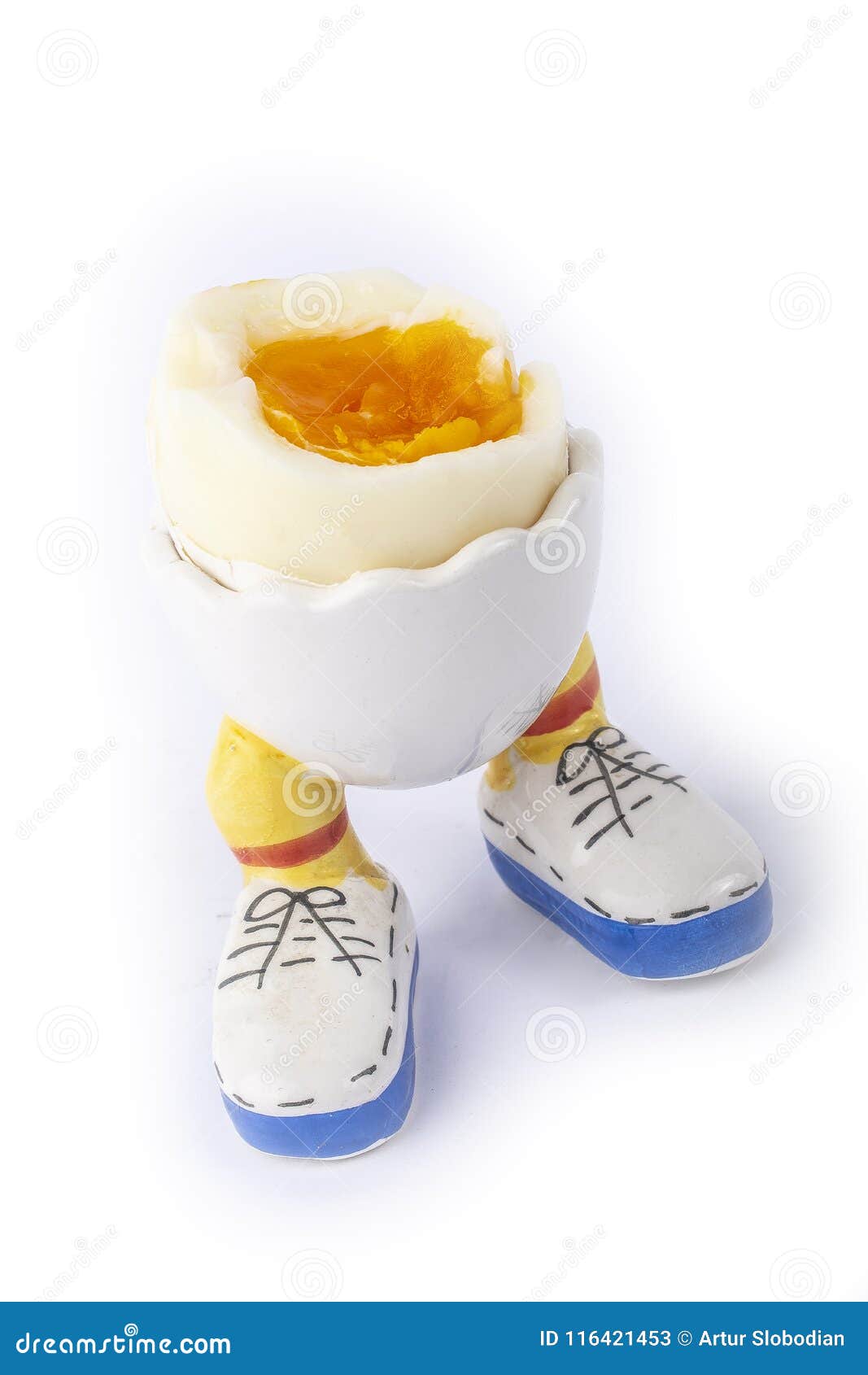 Boiled Egg Open Half with Legs Isolate Stock Image Image of holder