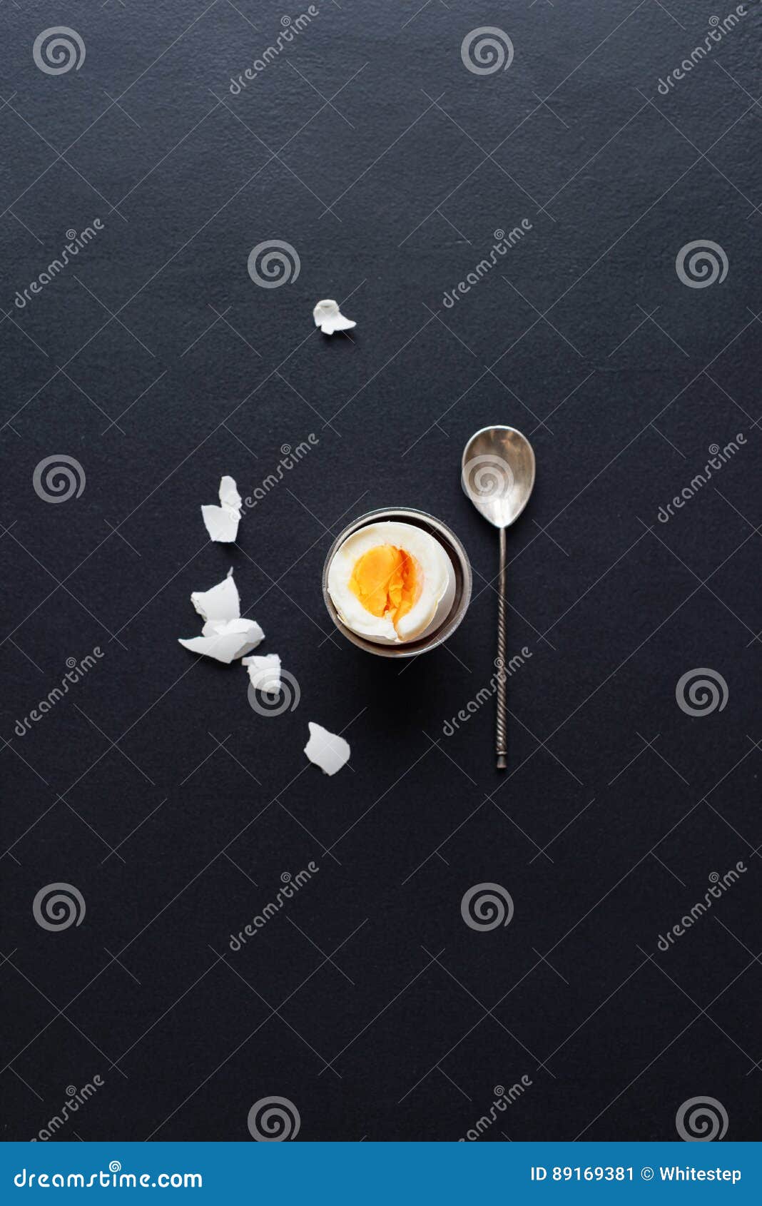Boiled Egg Support Teaspoon Shell Top View Vintage Stock Image Image