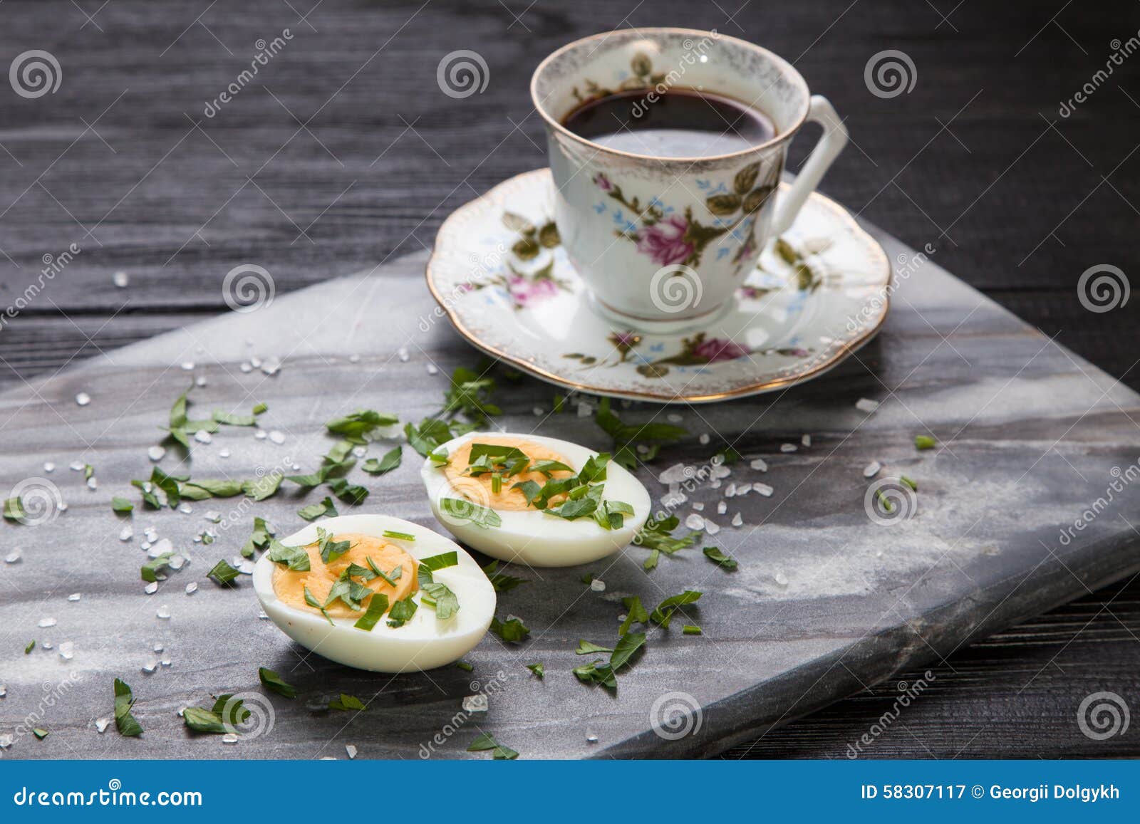 Boiled eggs and coffee stock image. Image of coffee, diet 58307117