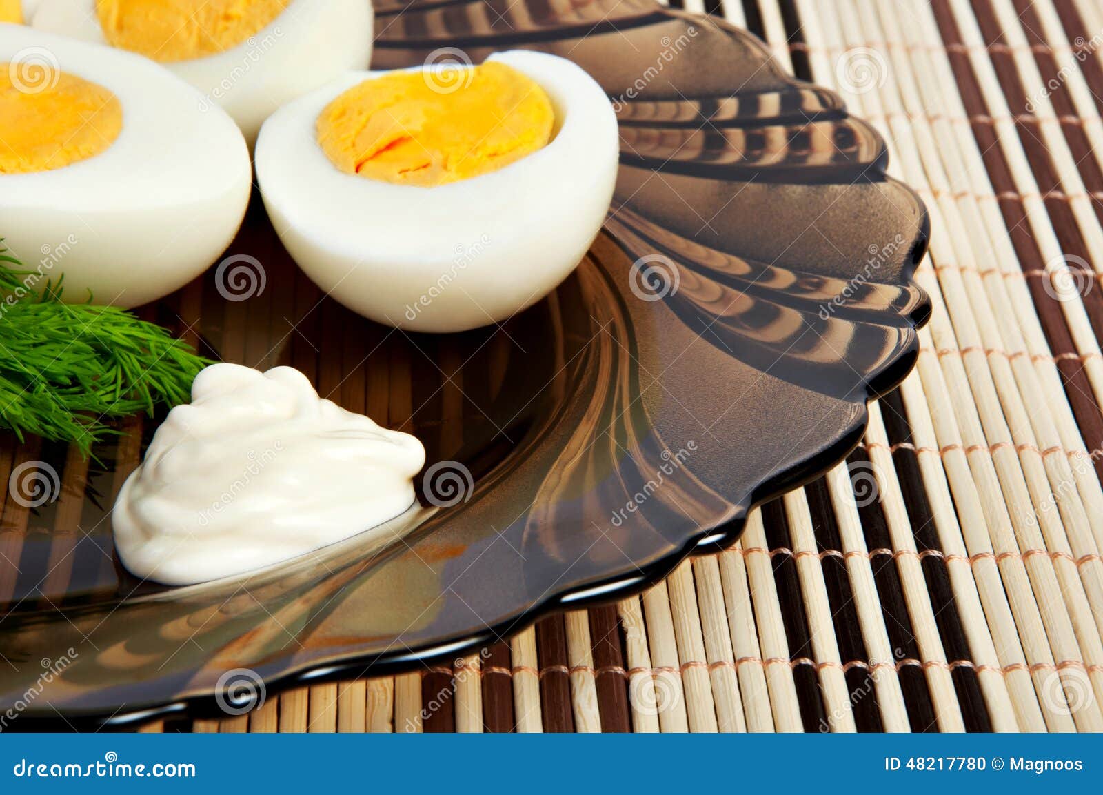 Boiled Eggs with Mayonnaise and Dill Stock Photo Image of eggs