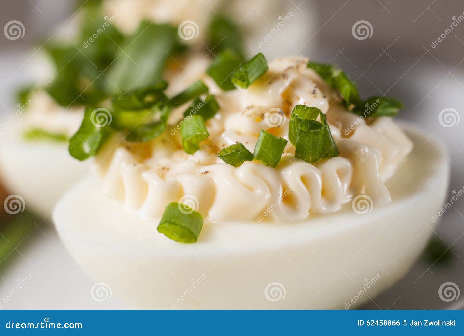 Boiled Eggs with Mayonnaise and Sliced Chive Stock Photo Image of dairy, shape 62458866