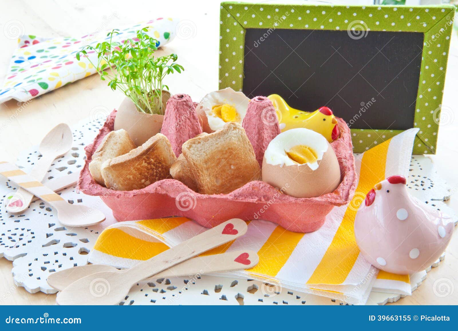 Boiled Eggs with Salt and Pepper Shakers Stock Image Image of