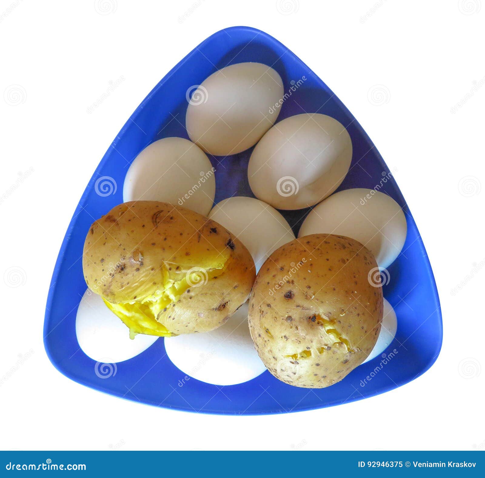 Boiled potatoes and eggs stock image. Image of white - 92946375