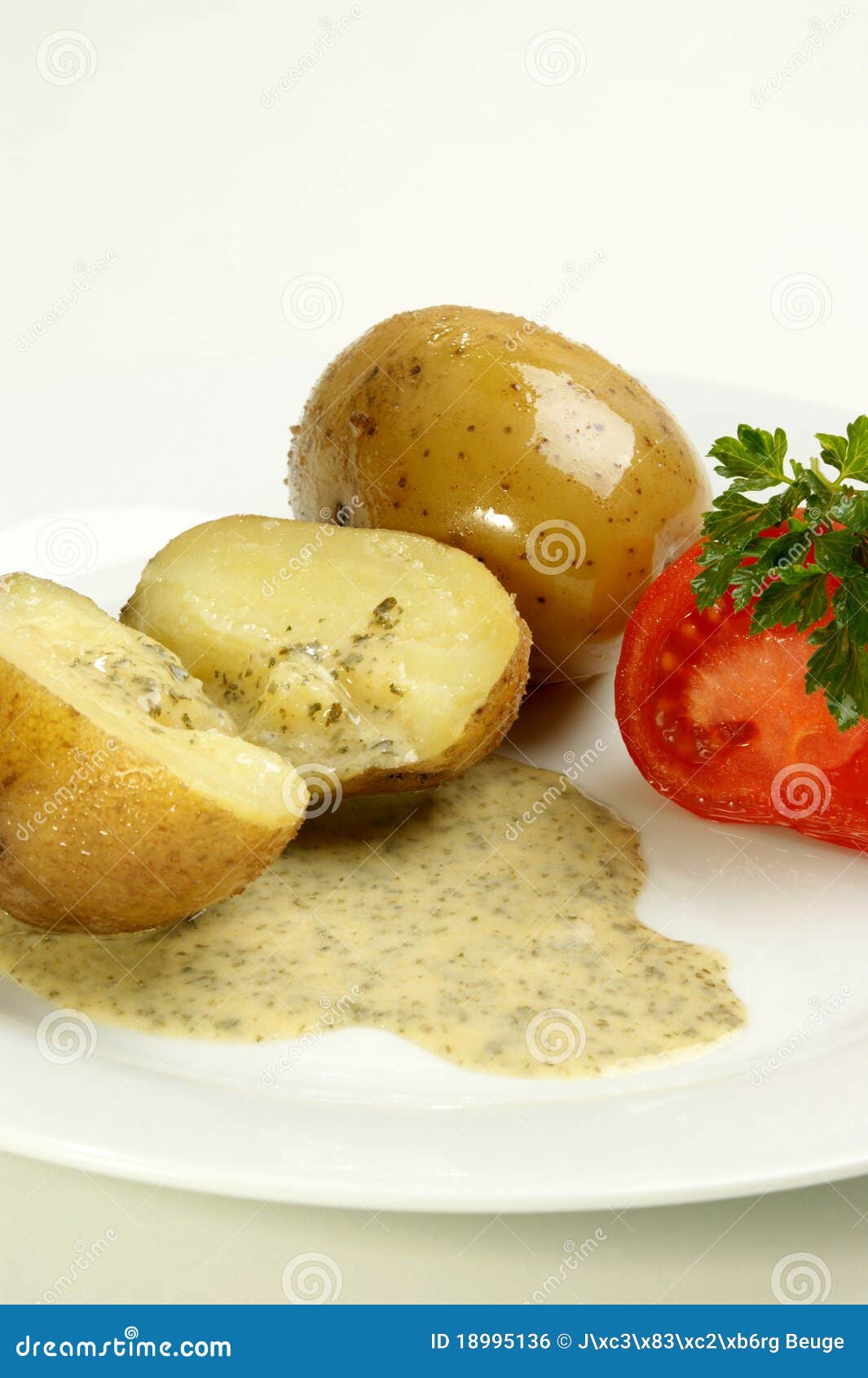 Boiled Potatoes with Parsley Sauce Stock Photo Image of boiled