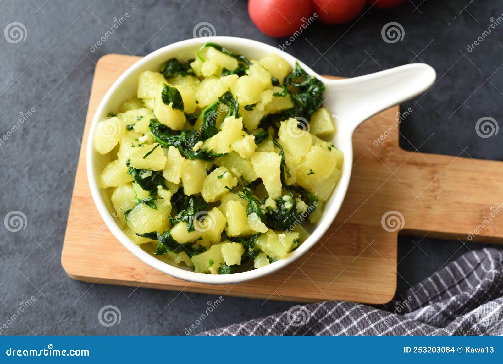 Boiled Potatoes with Spinach Stock Photo Image of vitamins, boiled